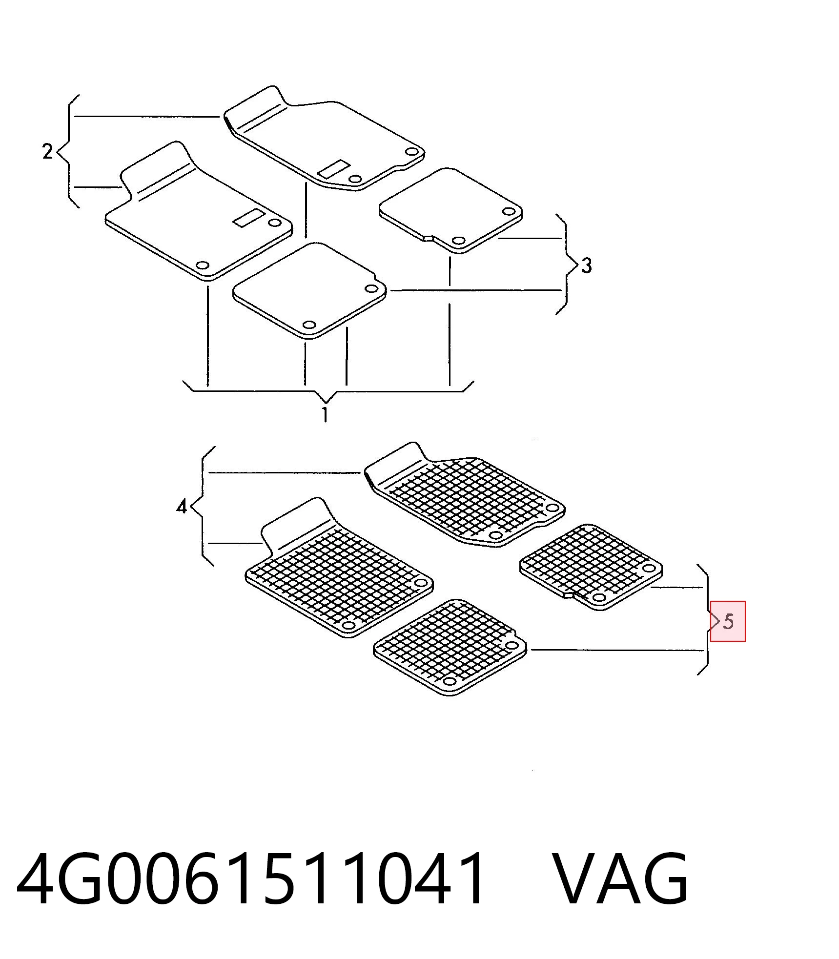 4G0061511041 VAG Tapete traseiro, kit de 2 un.