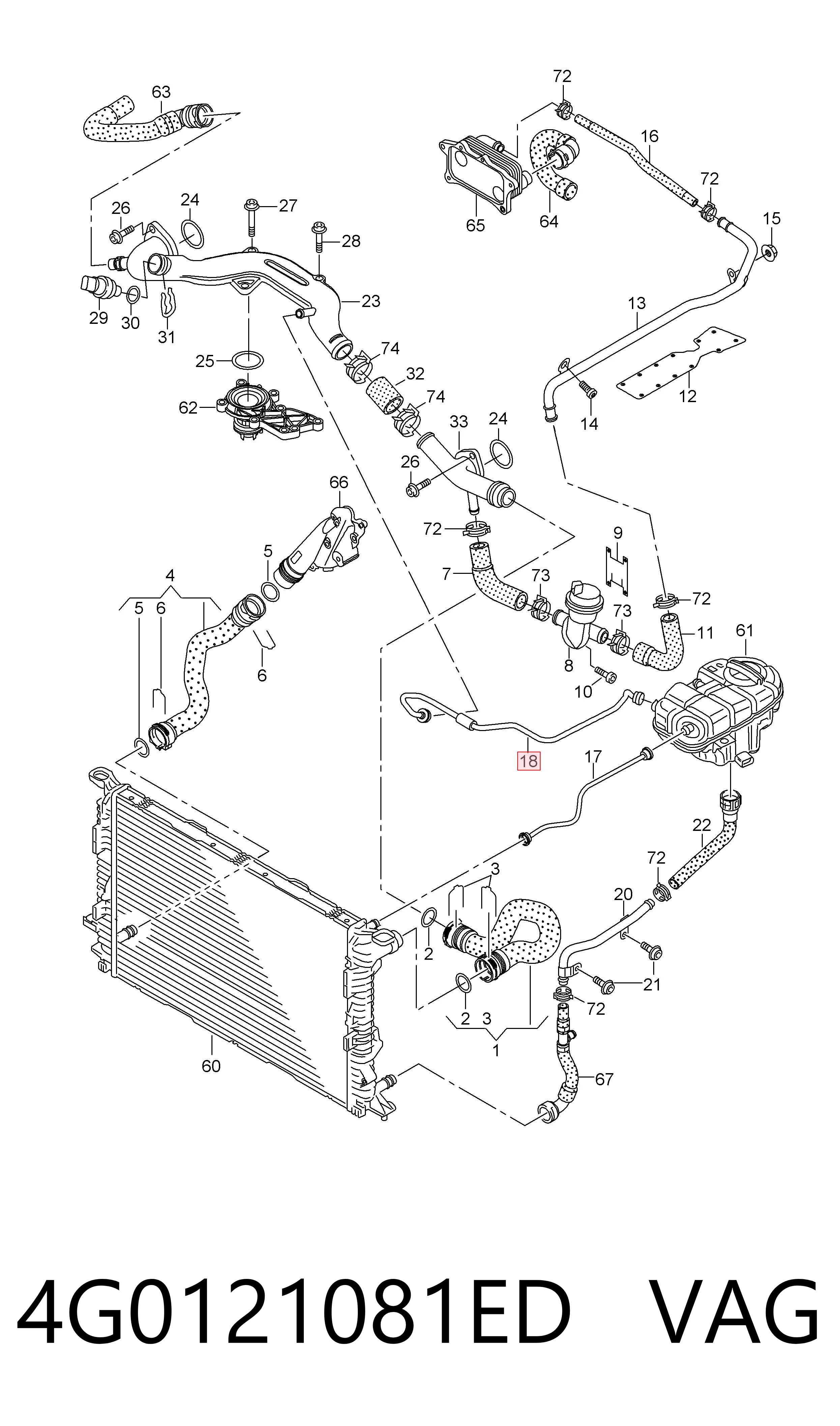 4G0121081ED VAG Cano derivado de ventilação de cárter (de separador de óleo)