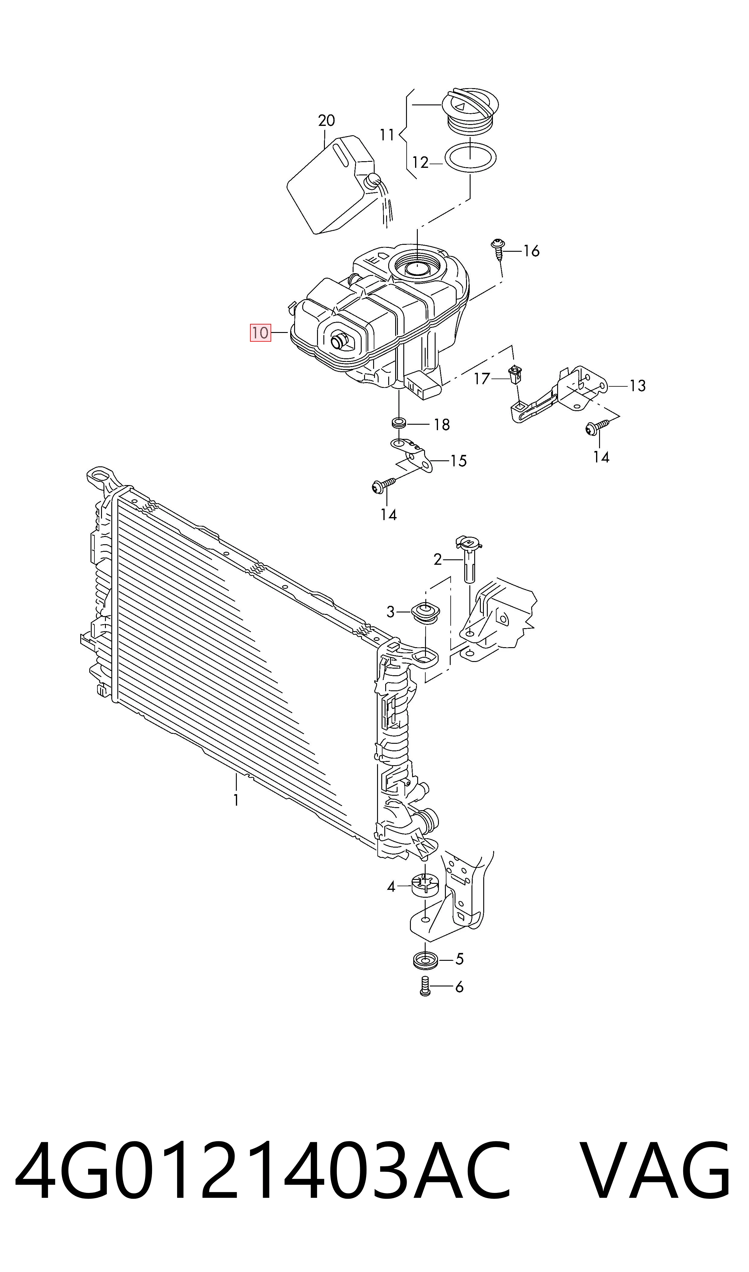 Tanque de expansão do sistema de esfriamento VAG 4G0121403AC preço, a partir de 46,33 USD