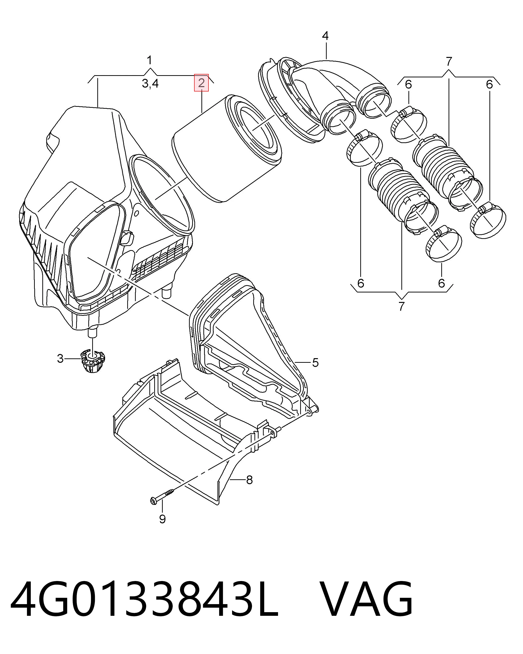 4G0133843L VAG Filtro de ar