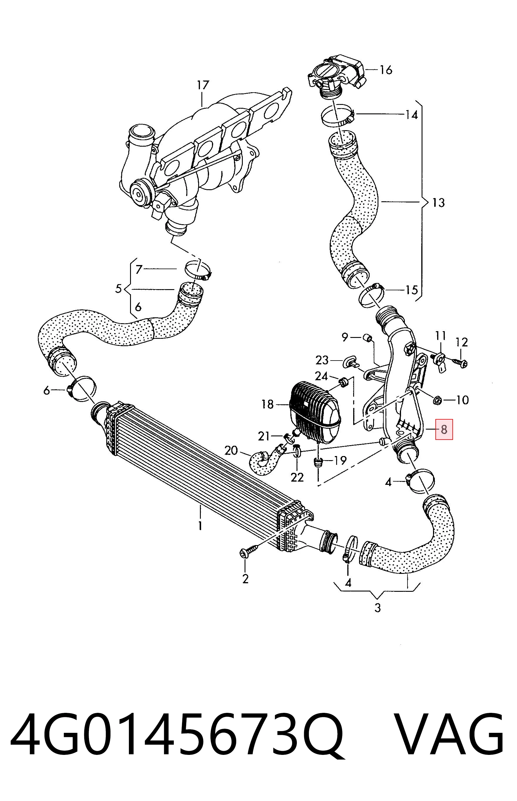 Mangueira (cano derivado) de intercooler VAG 4G0145673Q preço, a partir de 83,78 USD