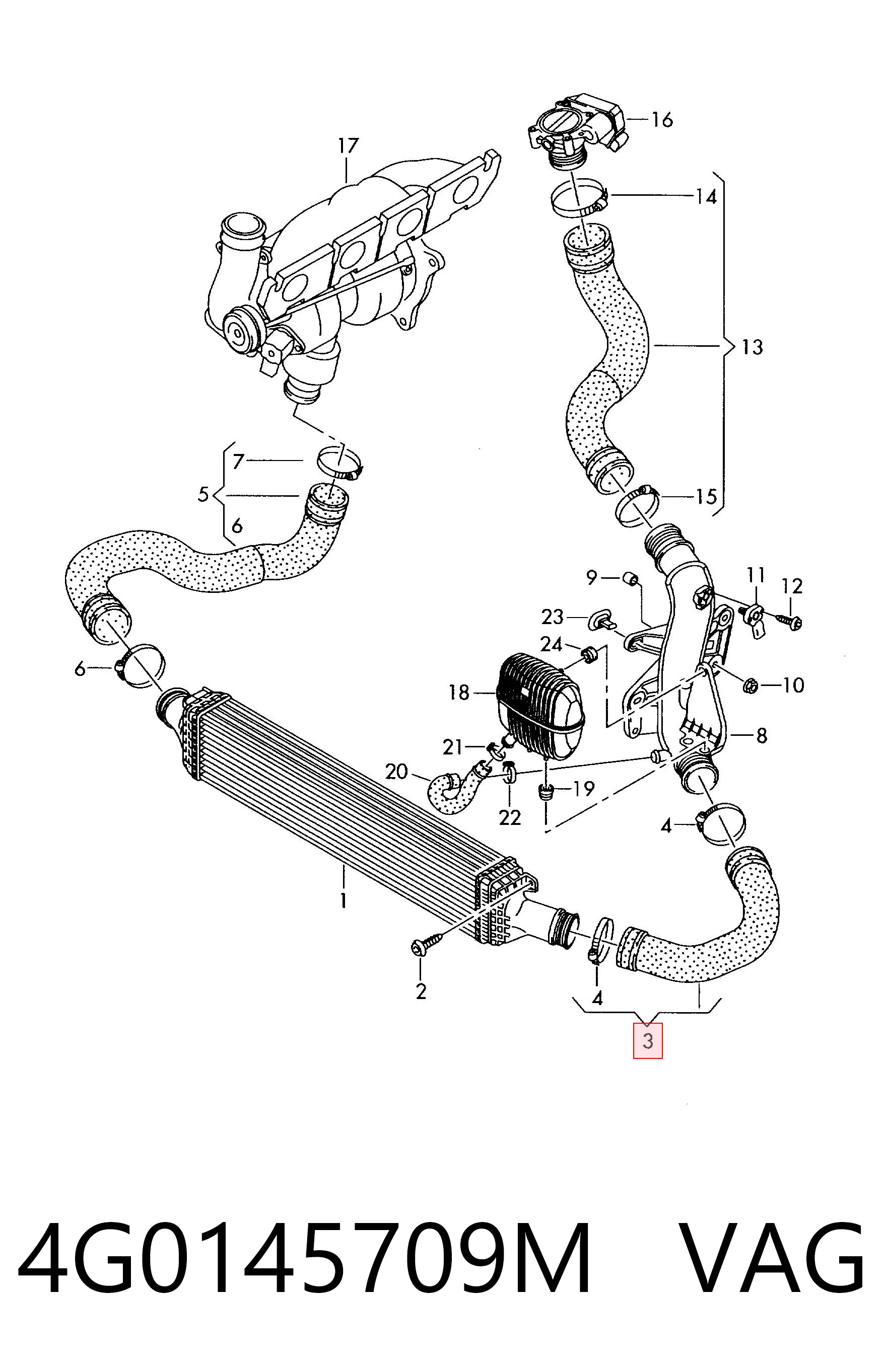 4G0145709M VAG Mangueira (cano derivado) de intercooler