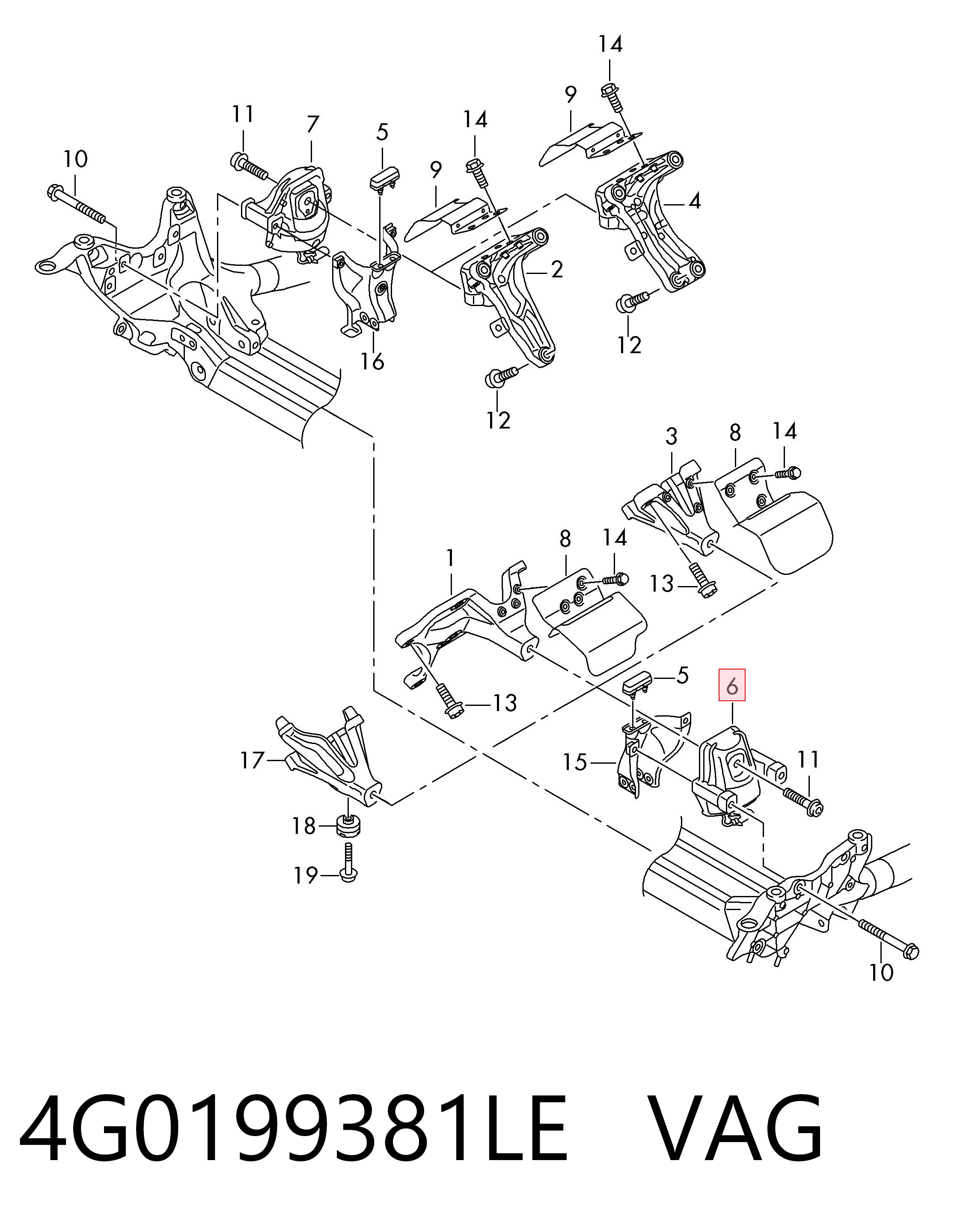 4G0199381LE VAG Coxim (suporte) esquerdo de motor