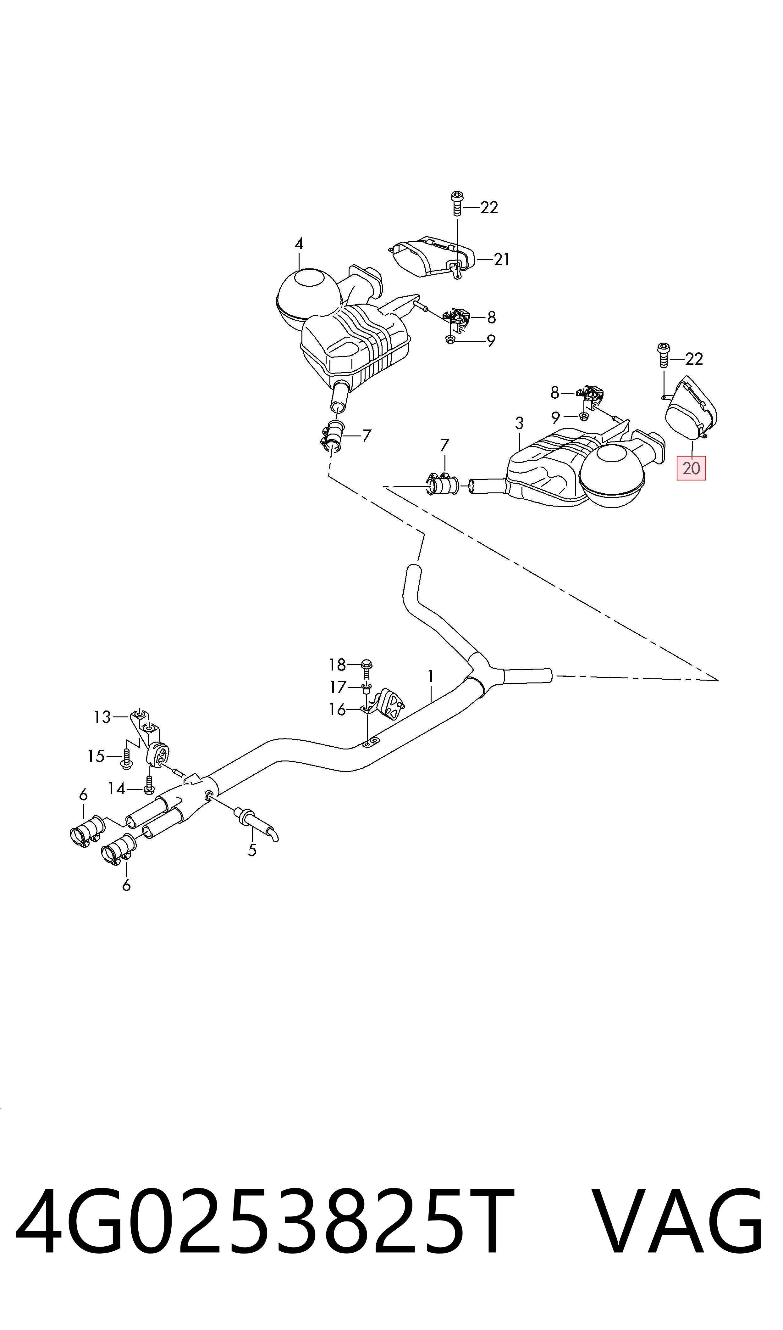 4G0253825T VAG Bocal para o silenciador