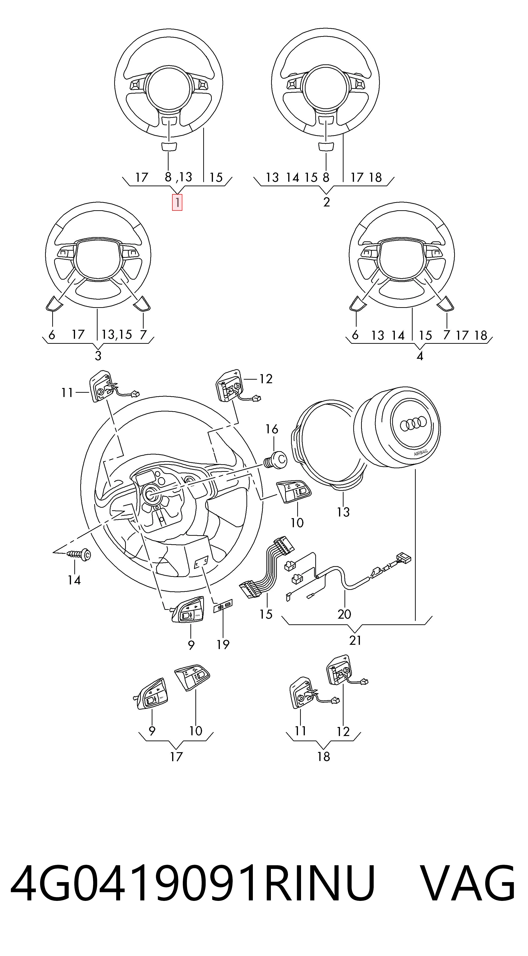 Volante para Audi A6 C7 4G2, 4GC