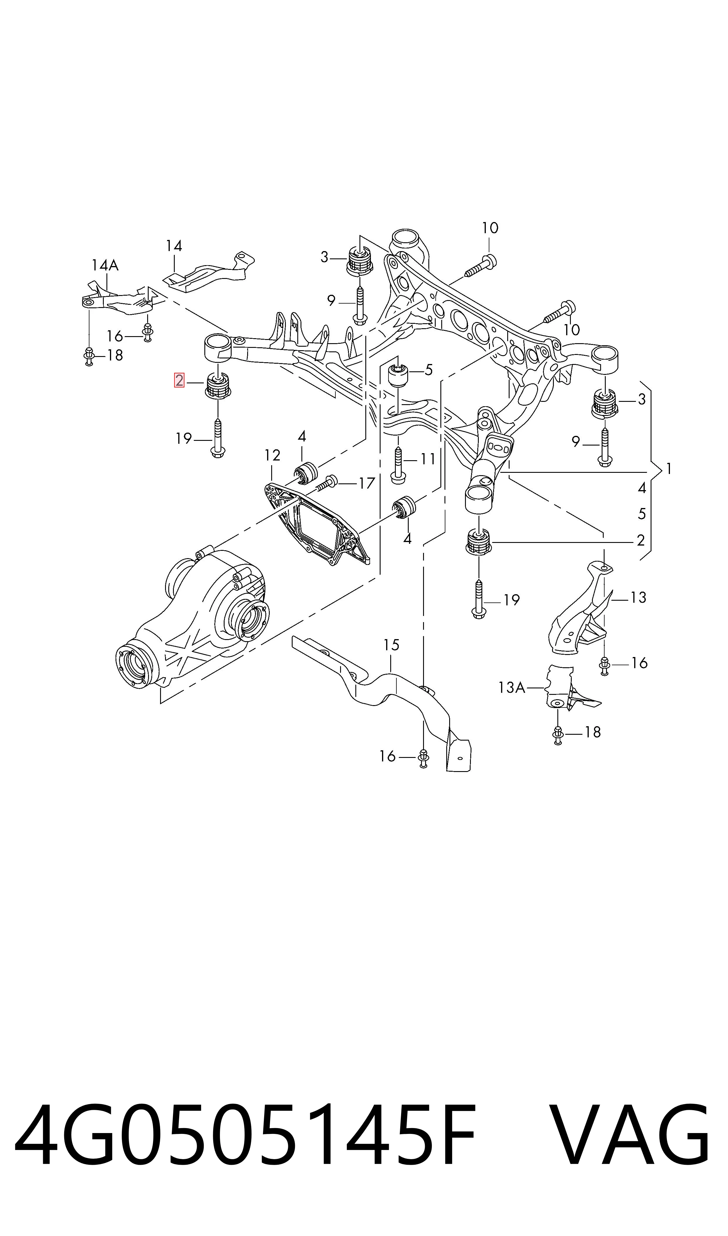 Bloco silencioso de viga traseira (de plataforma veicular) Audi A7  4GA, 4GF ao melhor preço
