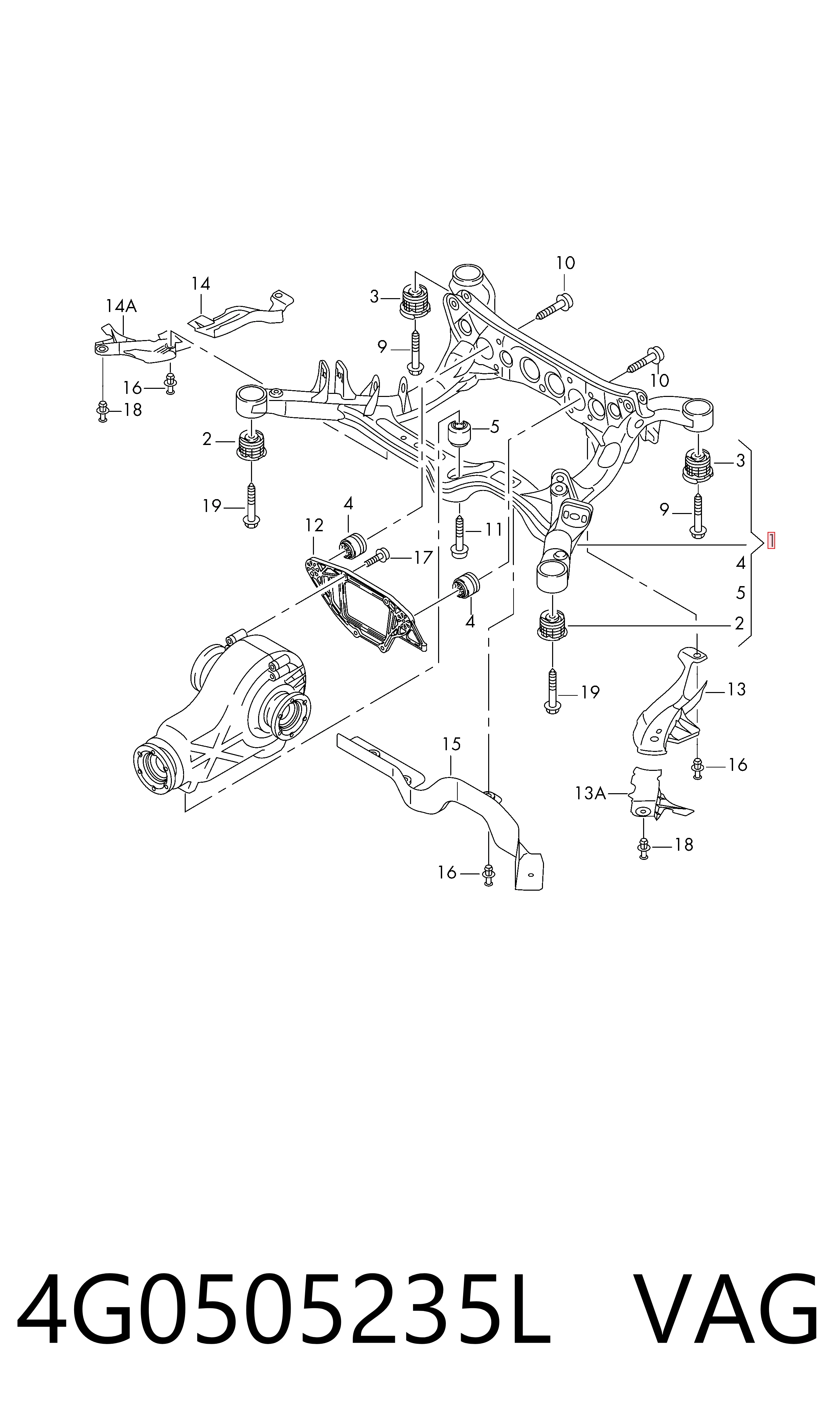 Viga de suspensão traseira (plataforma veicular) Audi A6 C7 4G2, 4GC