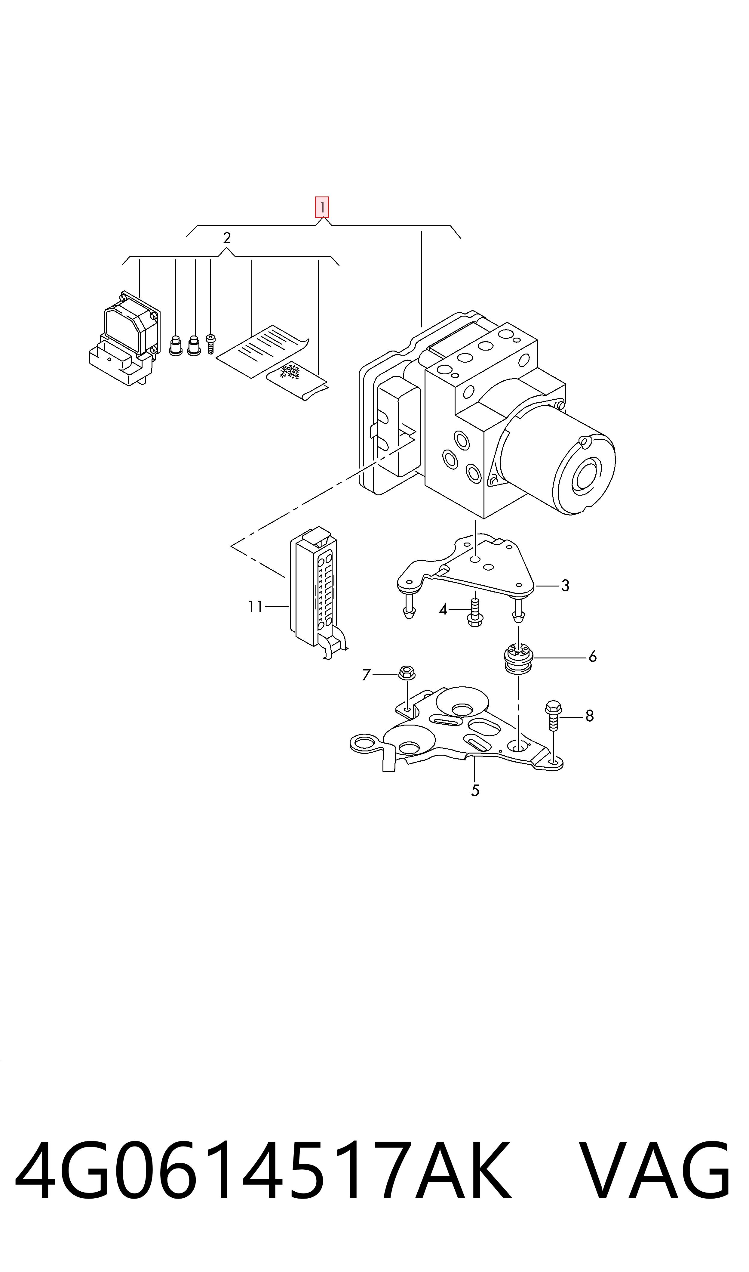 4G0614517AK VAG Unidade hidráulico de controlo ABS