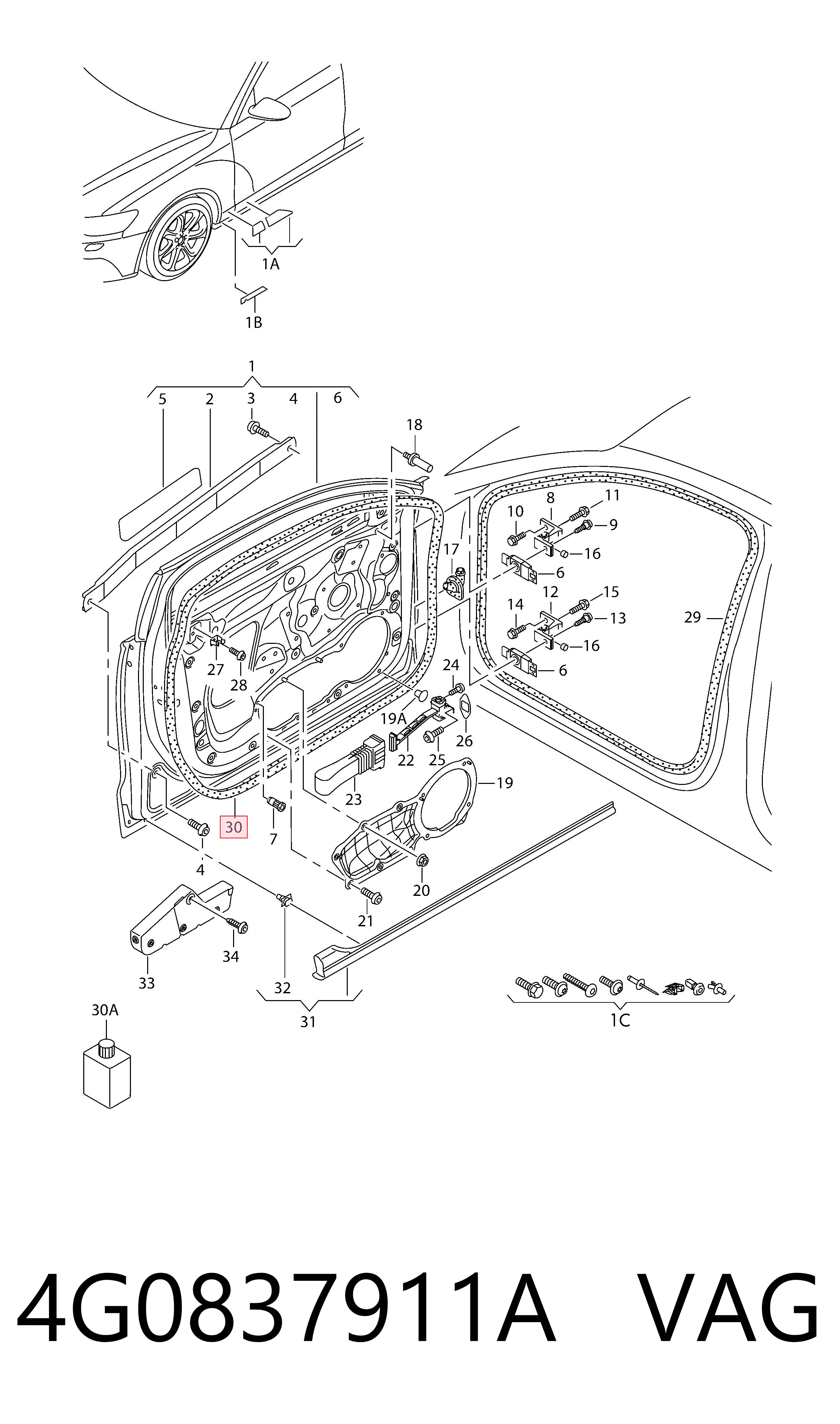 4G0837911A VAG Compactador da porta dianteira (na porta)