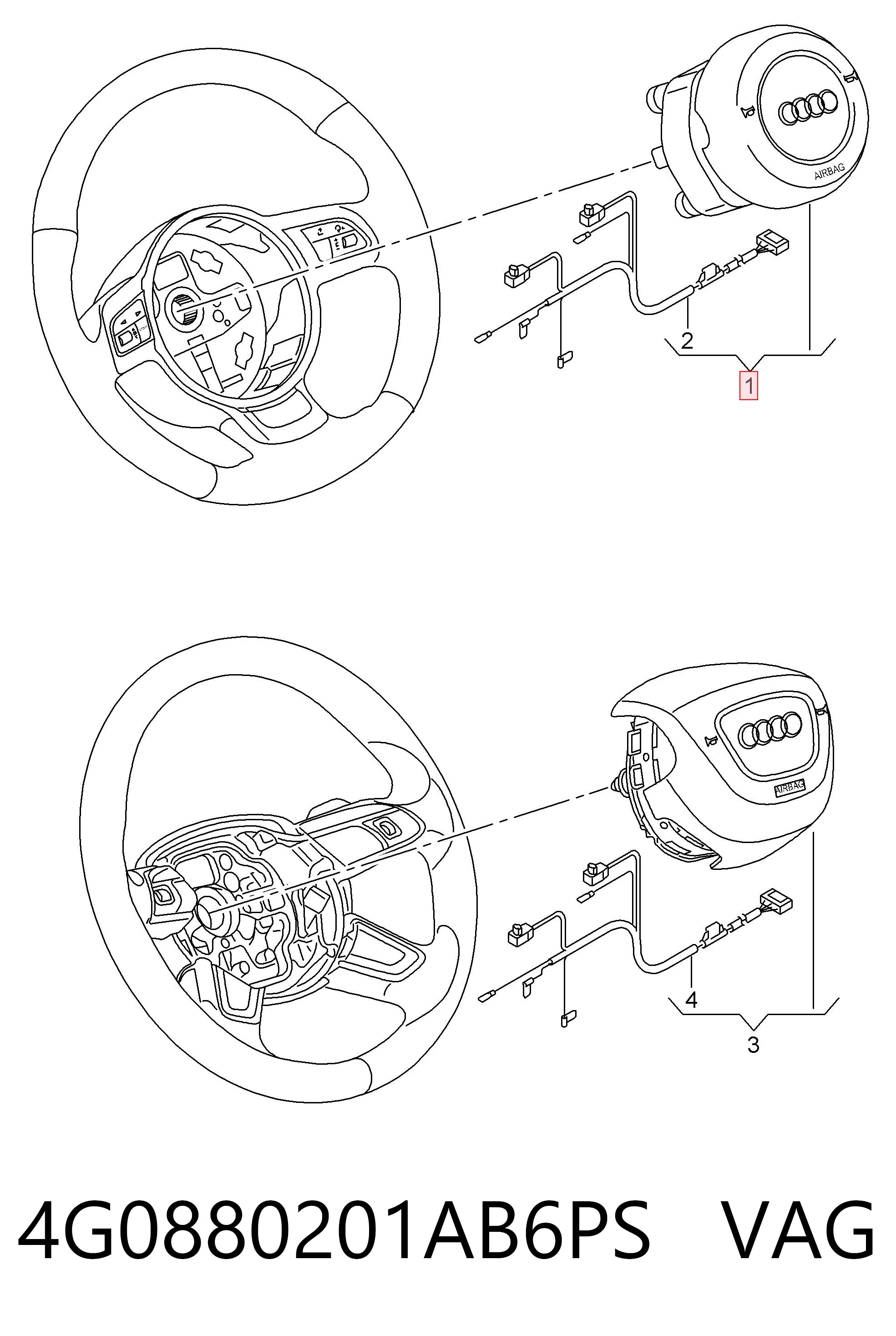 Cinto de segurança (AIRBAG) de condutor VAG 4G0880201AB6PS preço, a partir de 1588,53 USD