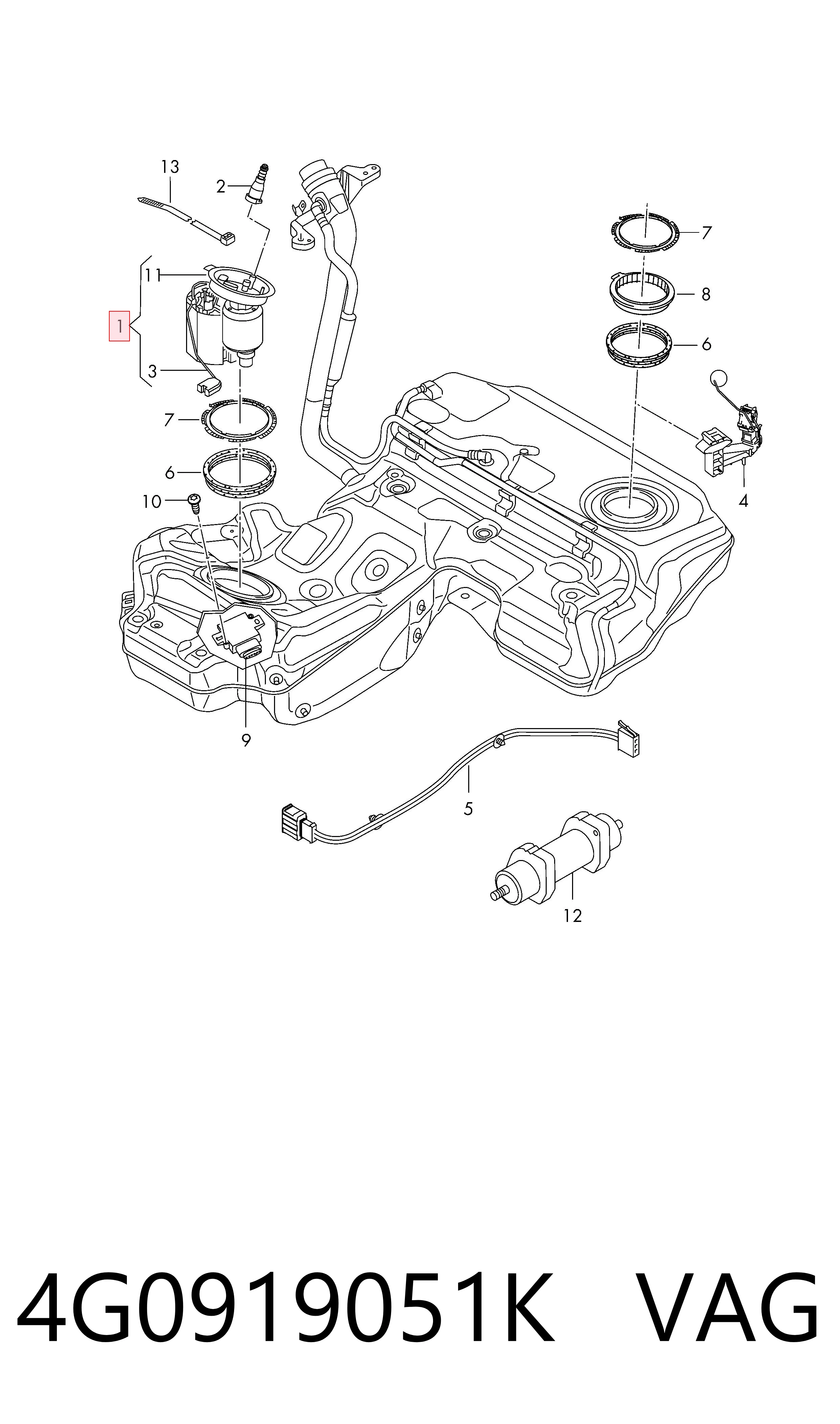 Módulo de bomba de combustível com sensor do nível de combustível Audi A6  4G2, 4GC ao melhor preço