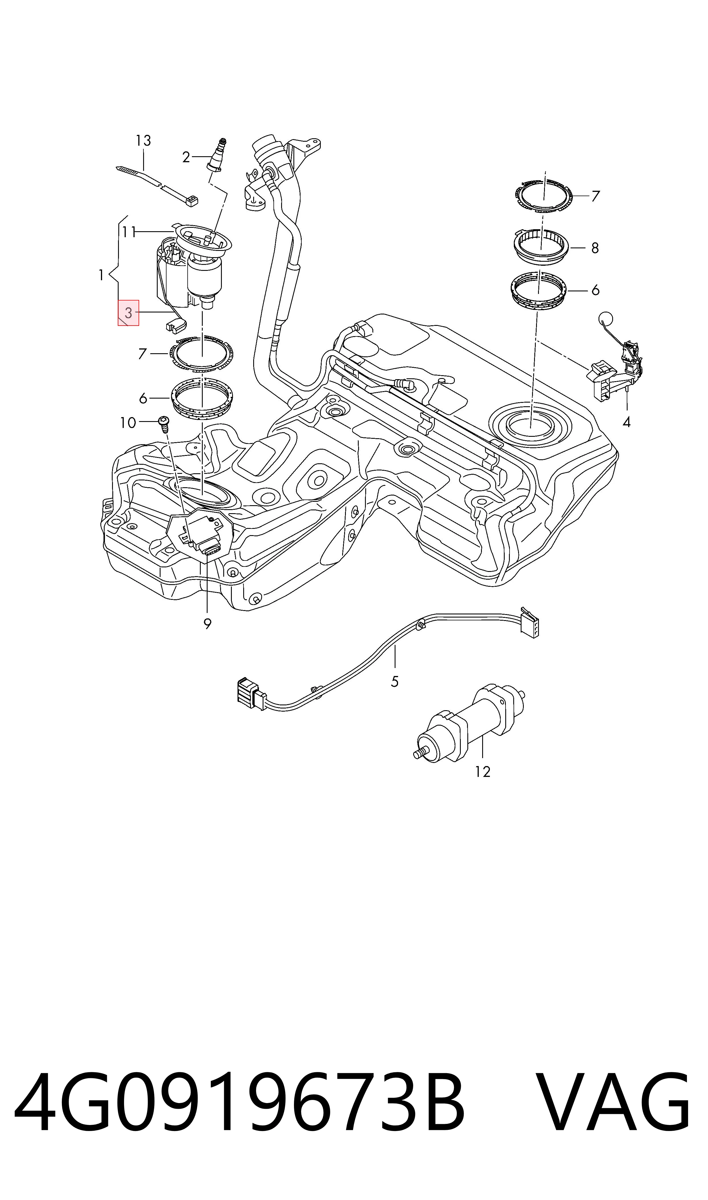 4G0919673B VAG Sensor do nível de combustível no tanque