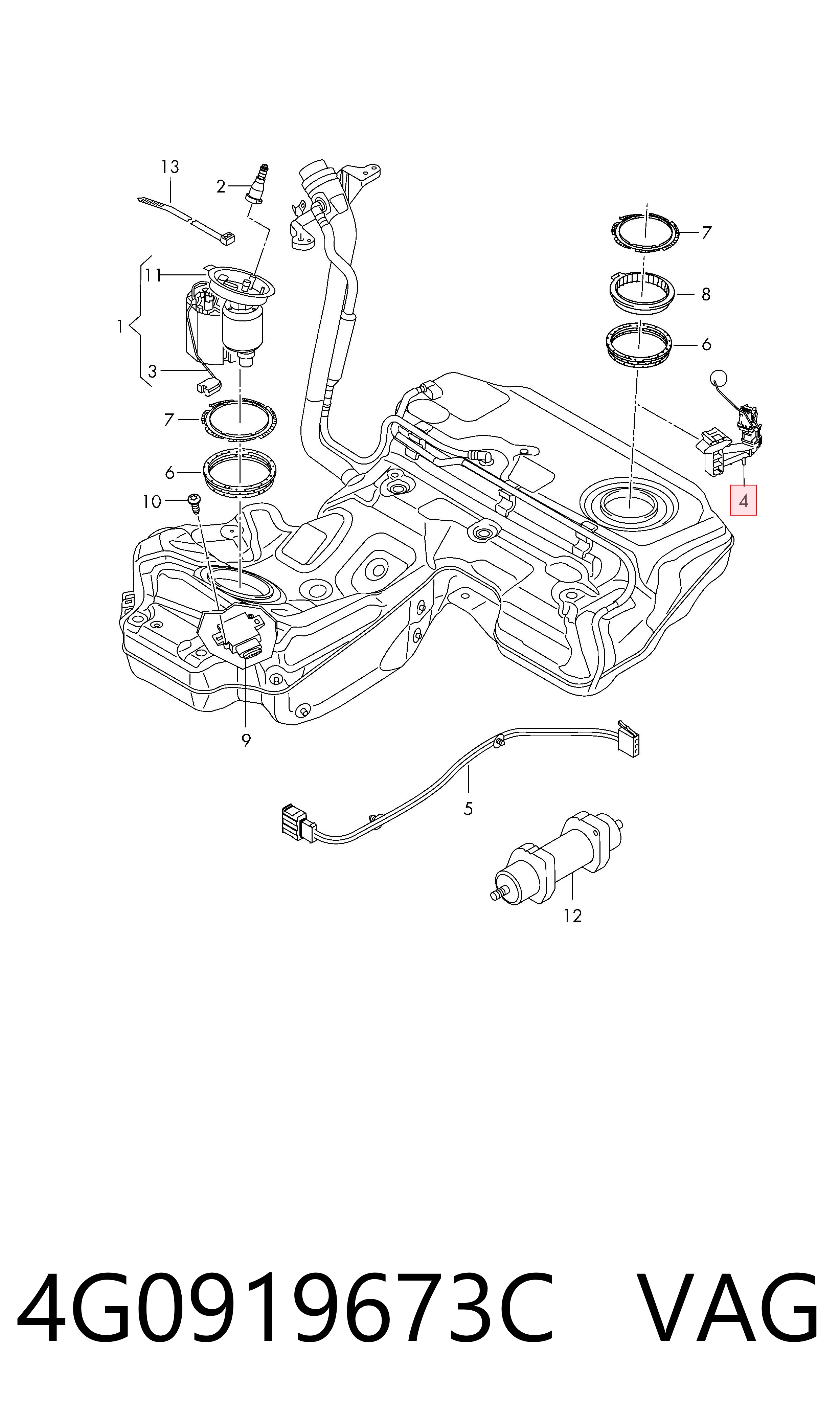 4G0919673C VAG Sensor esquerdo do nível de combustível no tanque