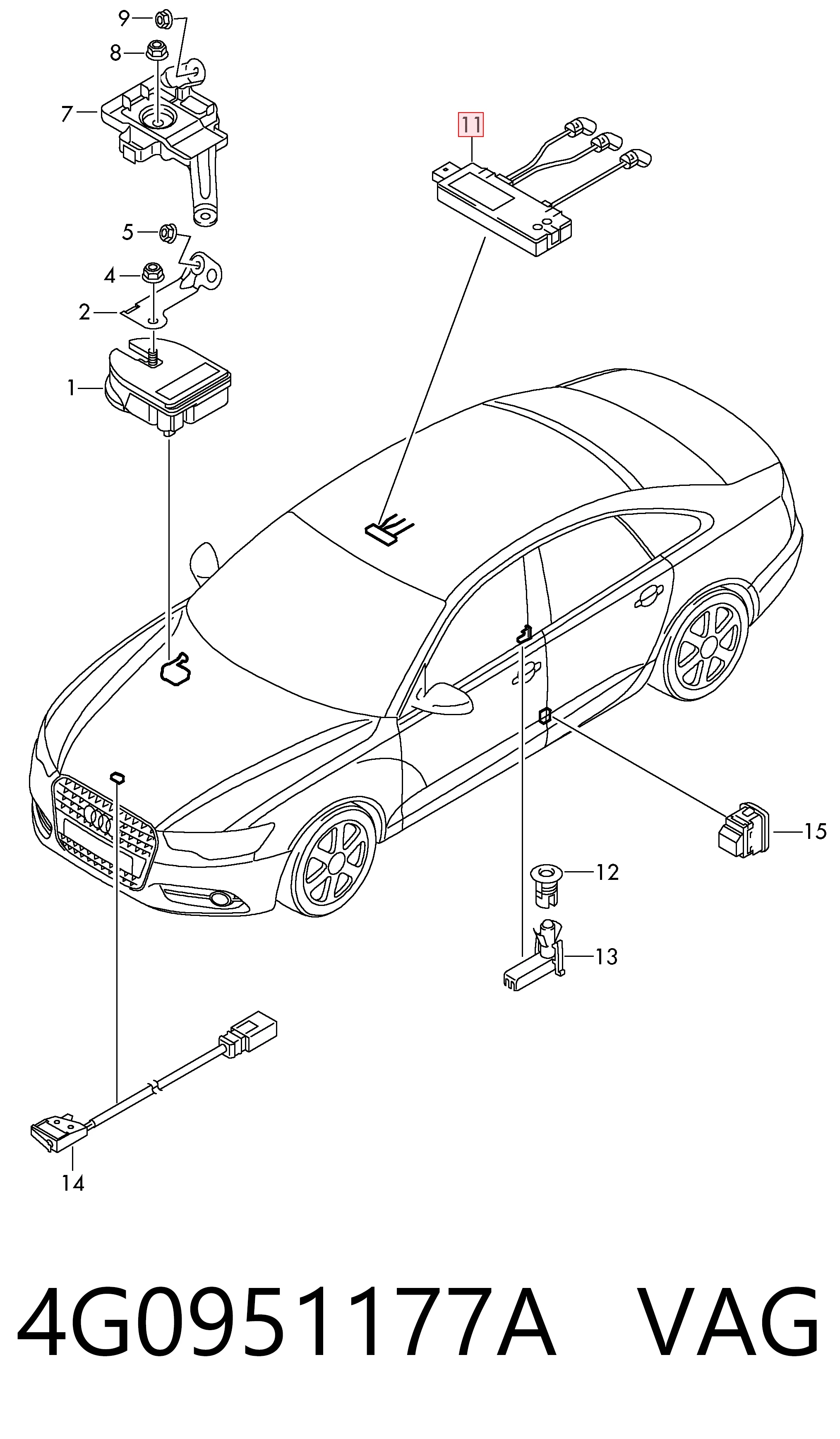 4G0951177A VAG Sensor de movimento no interior