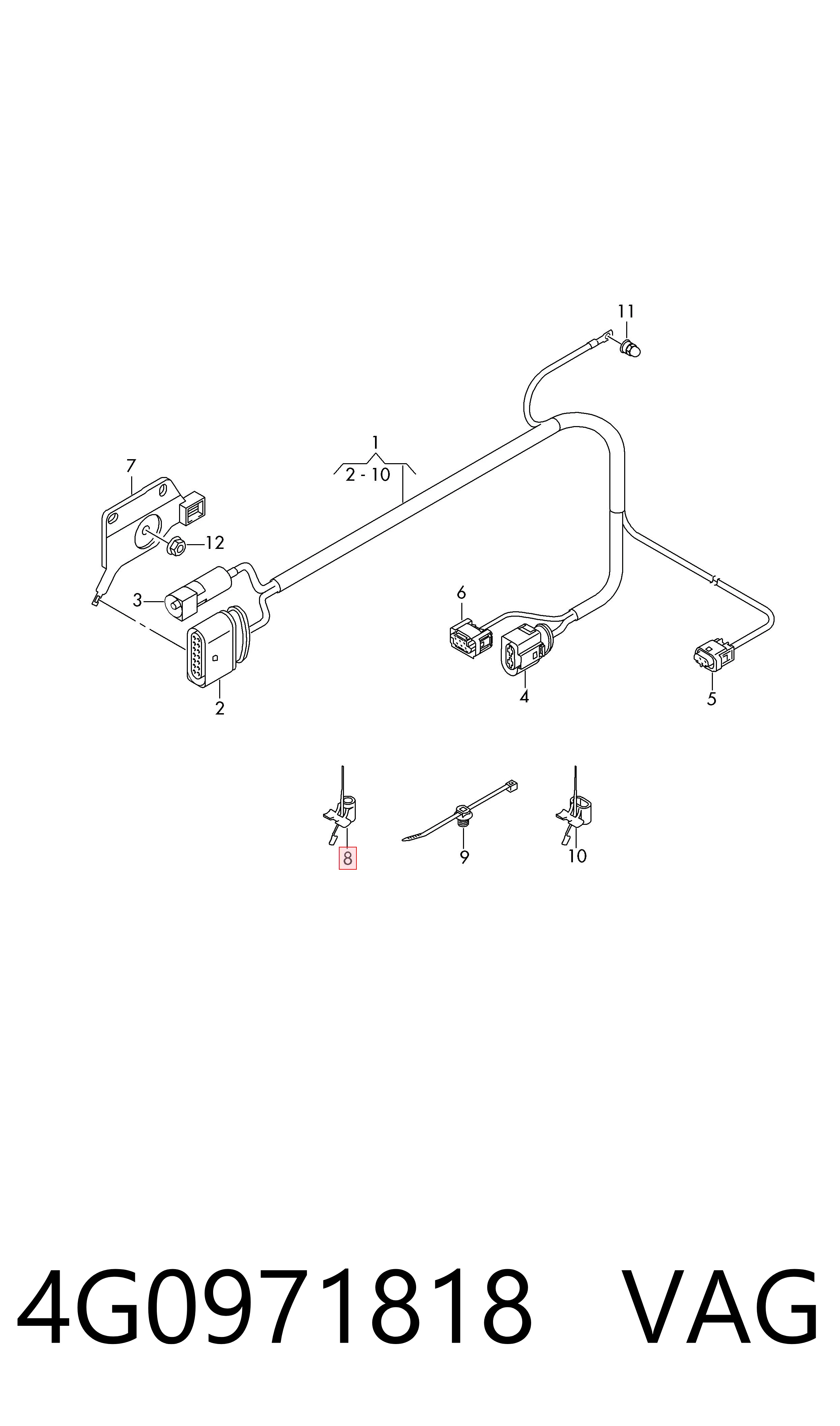 4G0971818 VAG Fios isolados da seção de motor