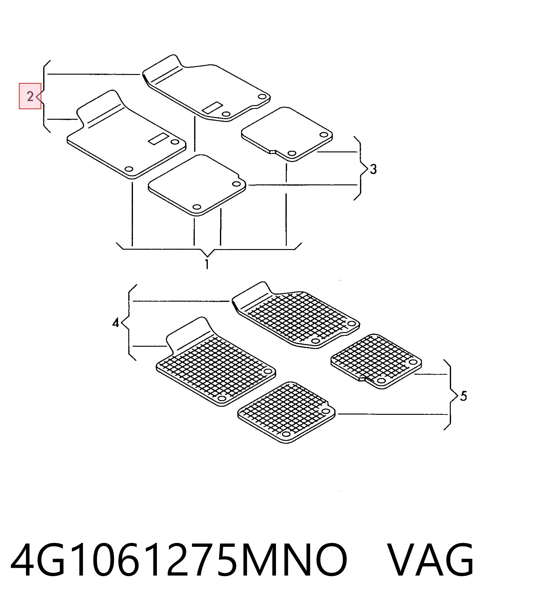 4G1061275MNO VAG Tapetes dianteiros + traseiros, kit
