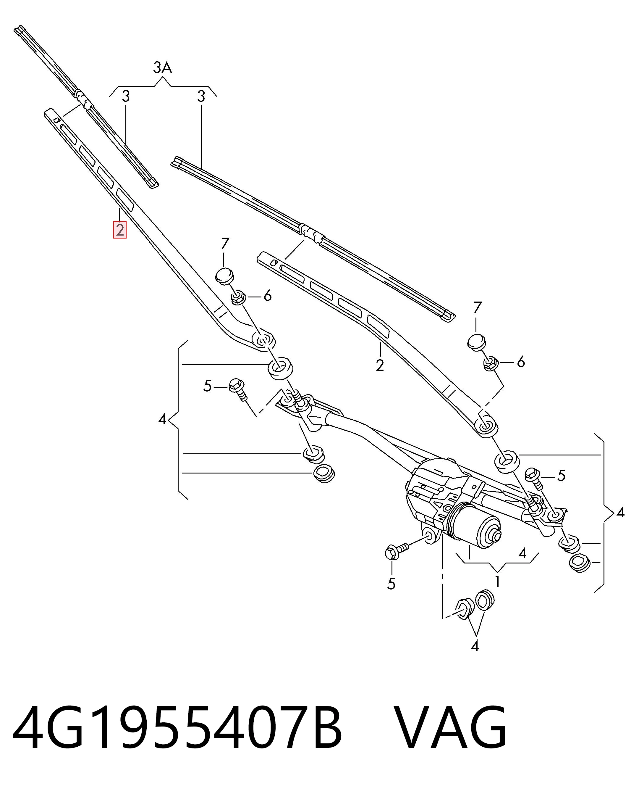 Braço de limpa-pára-brisas do pára-brisas para Audi A6 C7 4G2, 4GC