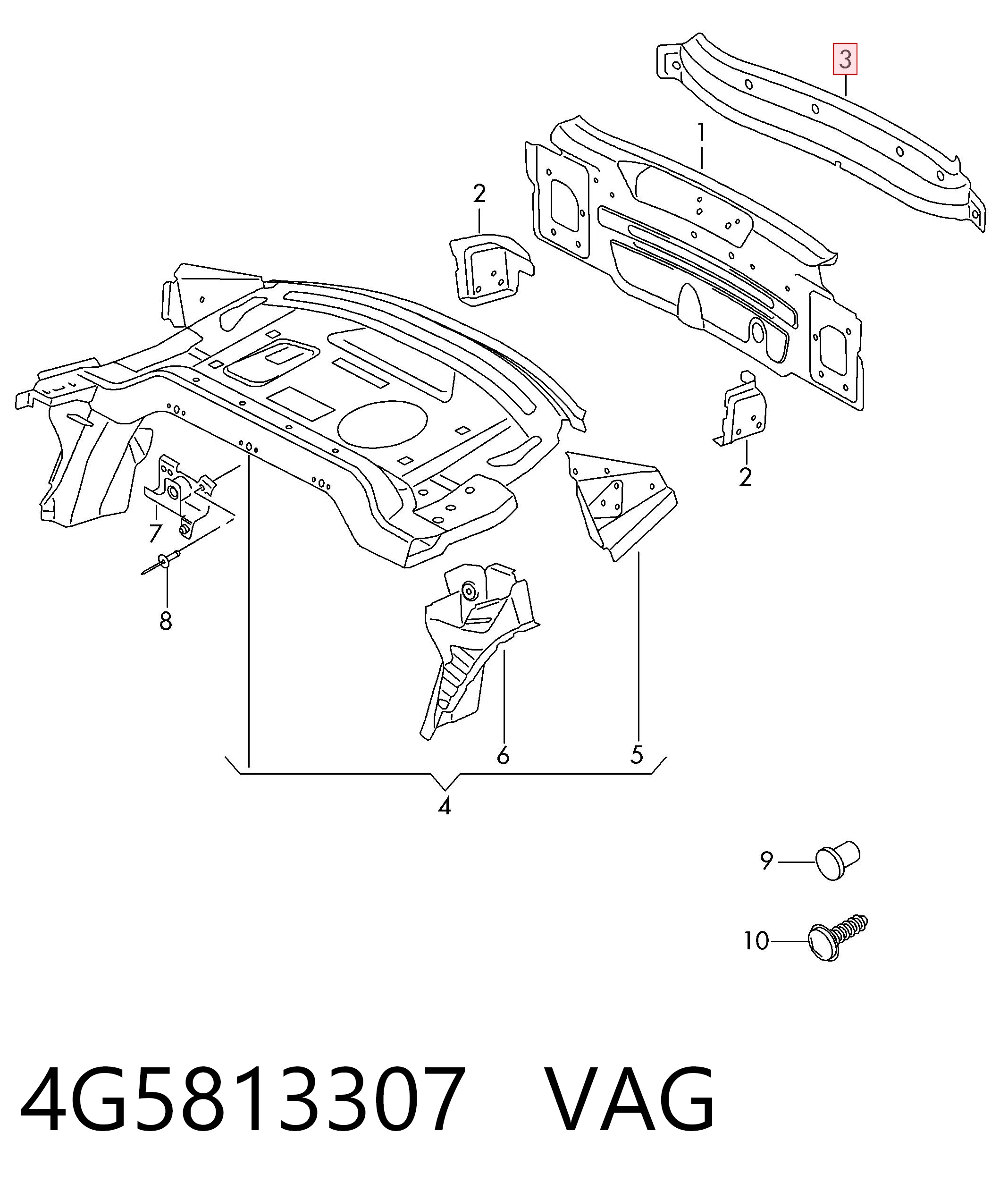 Compre 4G5813307 VAG Painel traseiro da seção de bagagem