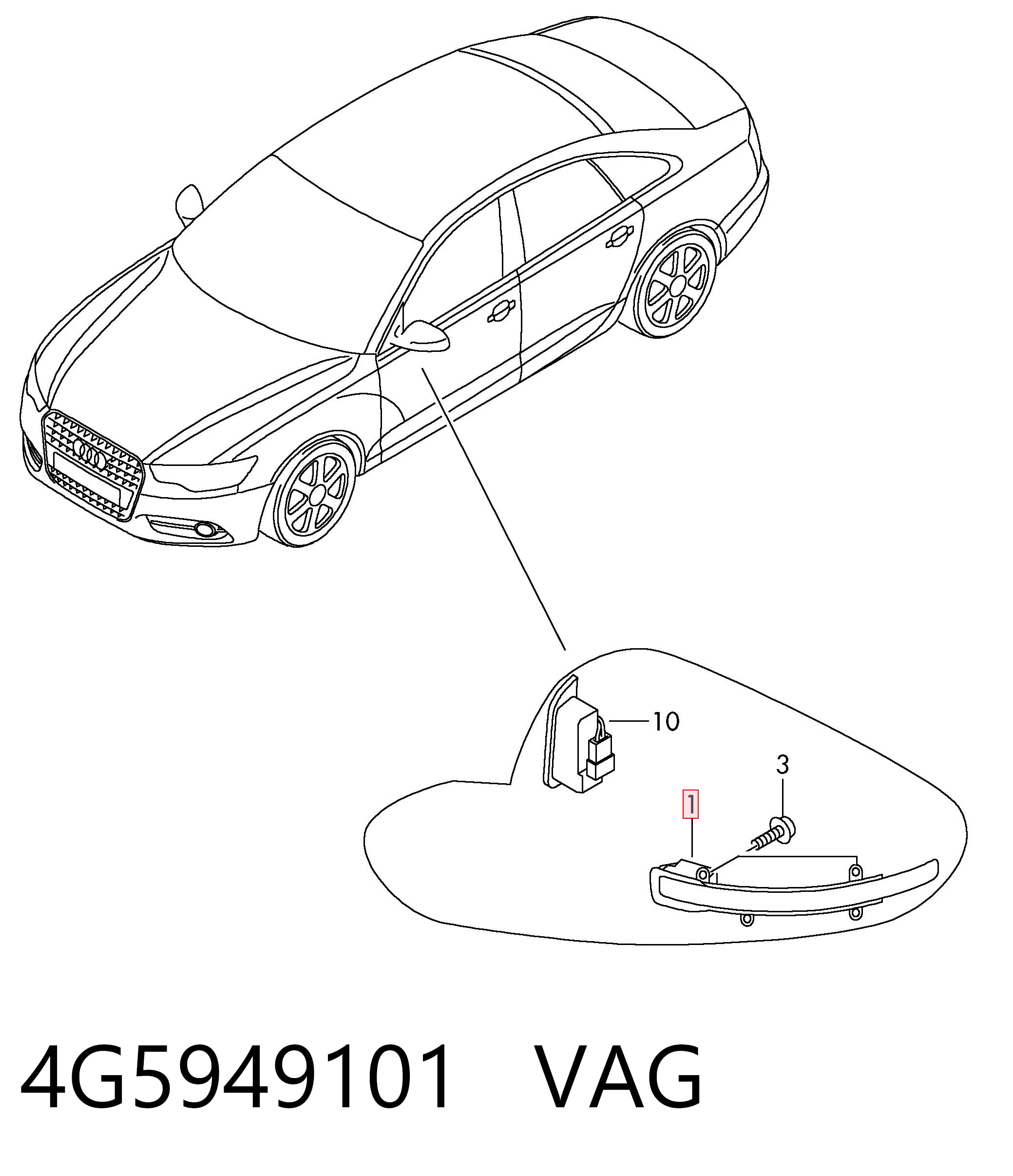 4G5949101 VAG Pisca-pisca de espelho esquerdo