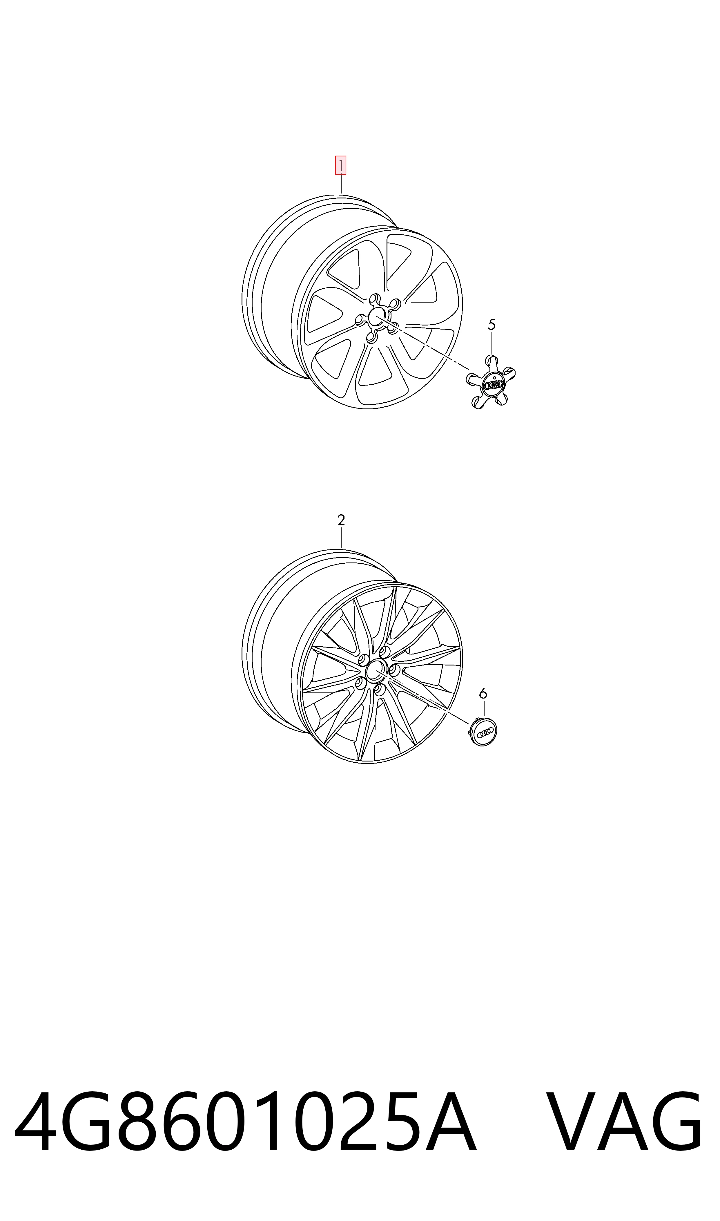 Discos de roda de aleação ligeira (de aleação ligeira, de titânio) para Audi A7 Sportback 4GA, 4GF