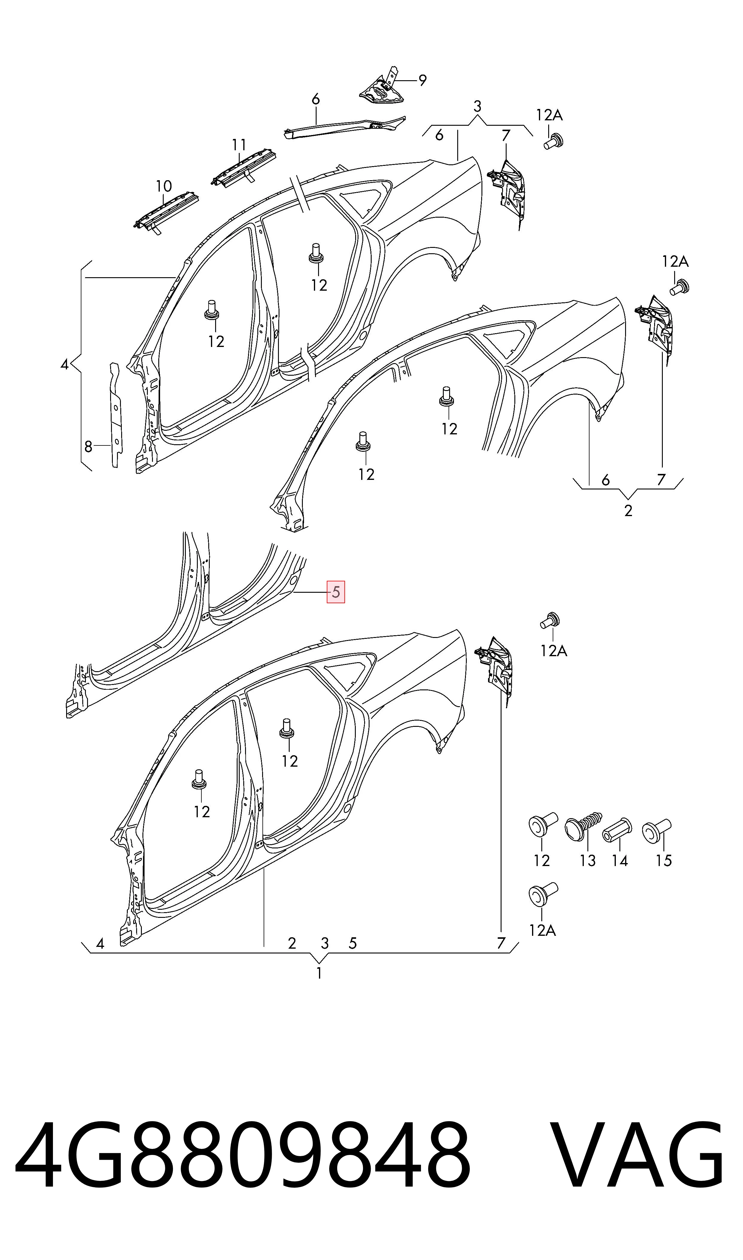 Acesso externo direito Audi A7  4GA, 4GF ao melhor preço
