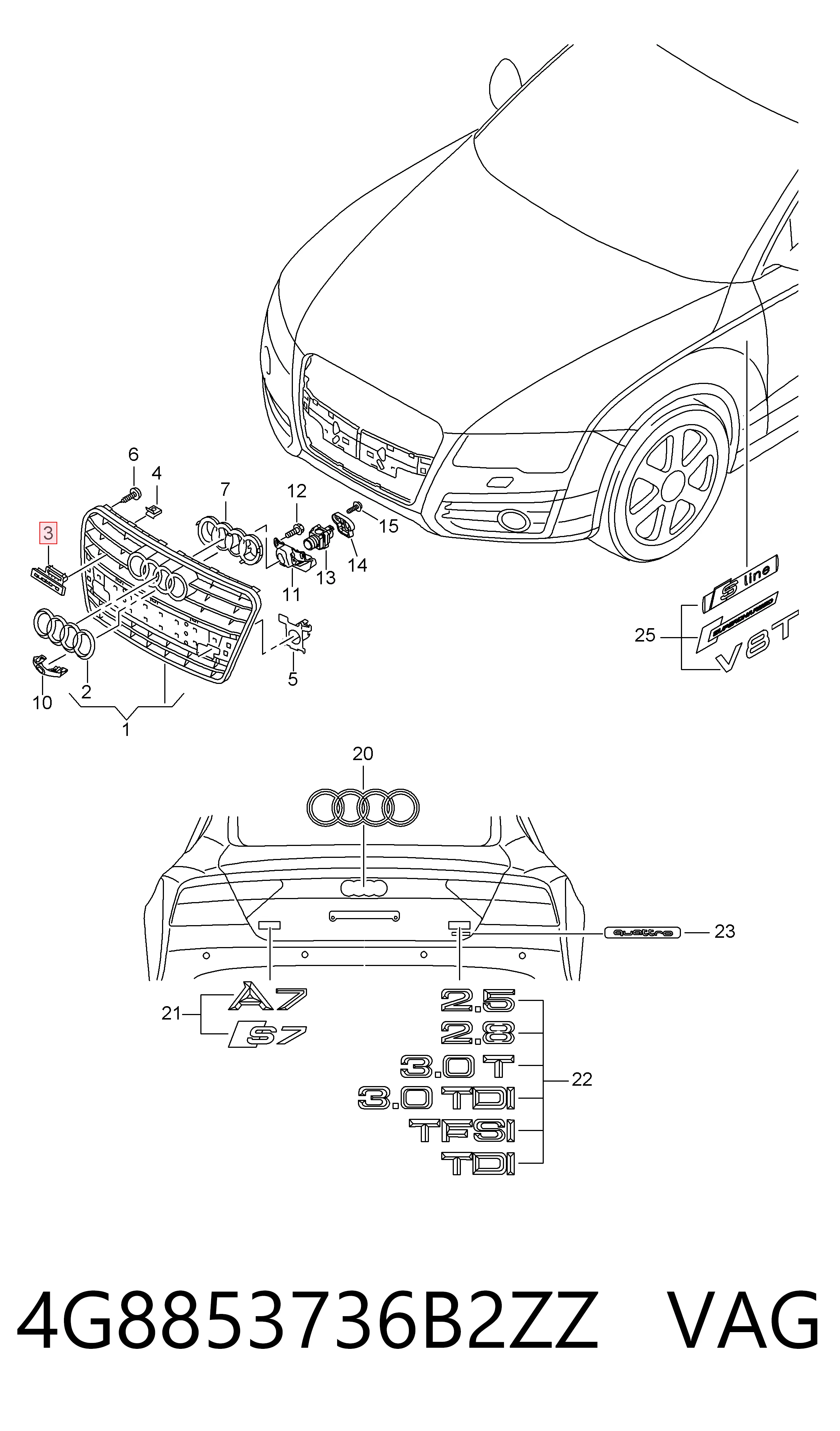  VAG 4G8853736B2ZZ preço, a partir de 22,39 USD