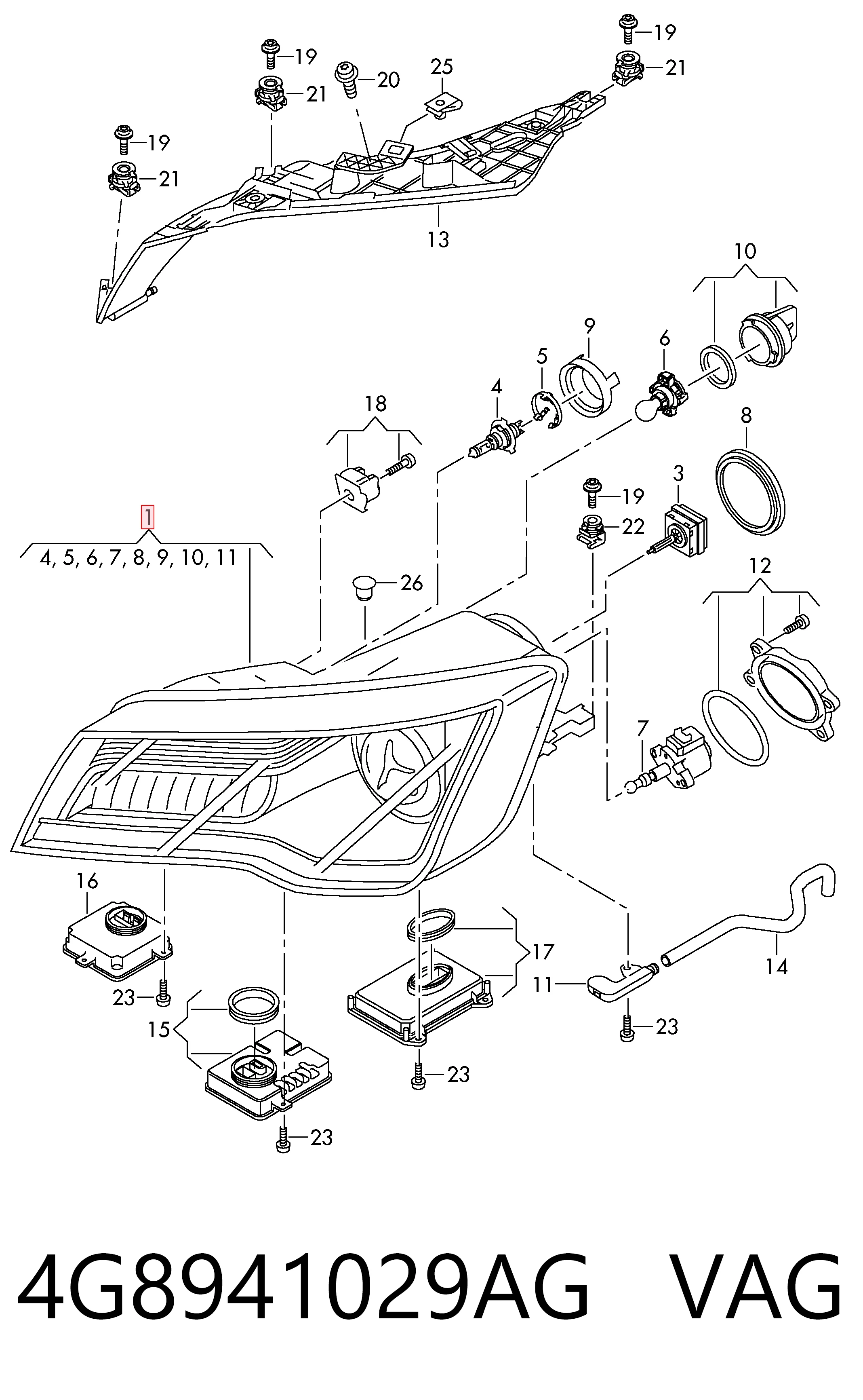 Luz esquerda Audi A7  4GA, 4GF ao melhor preço