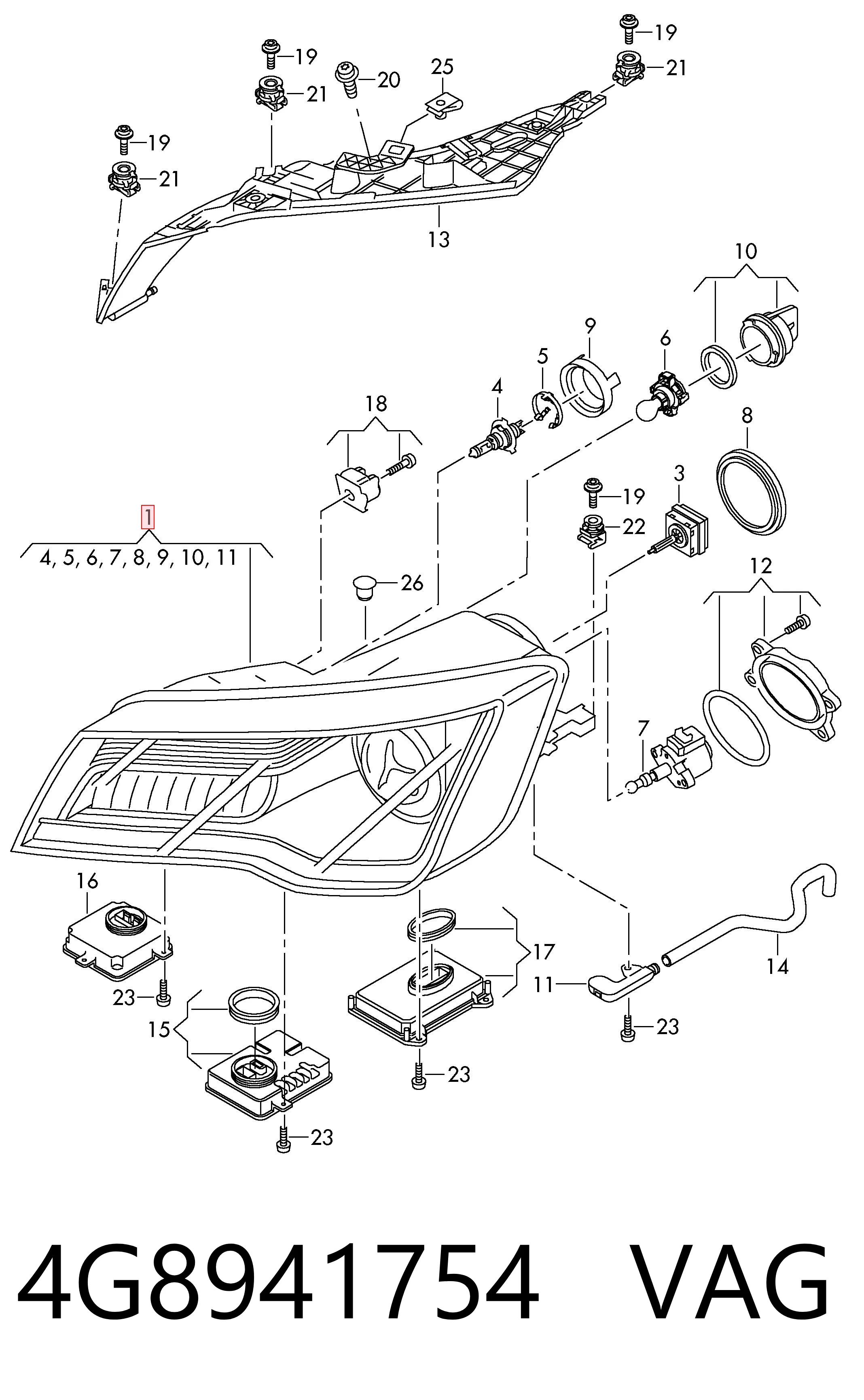 Luz direita para Audi A7 Sportback 4GA, 4GF