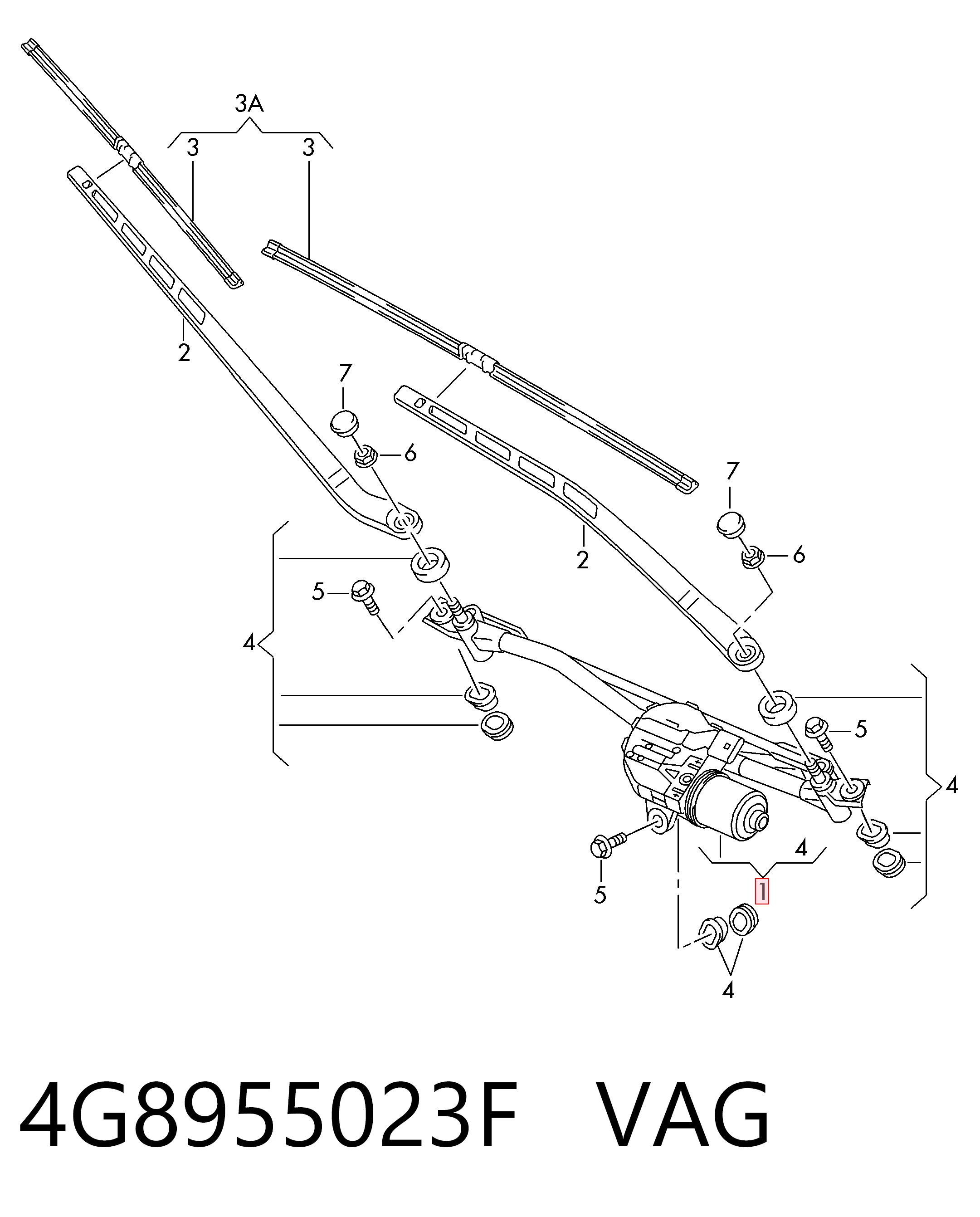 Trapézio de limpador pára-brisas para Audi A7 4GA, 4GF