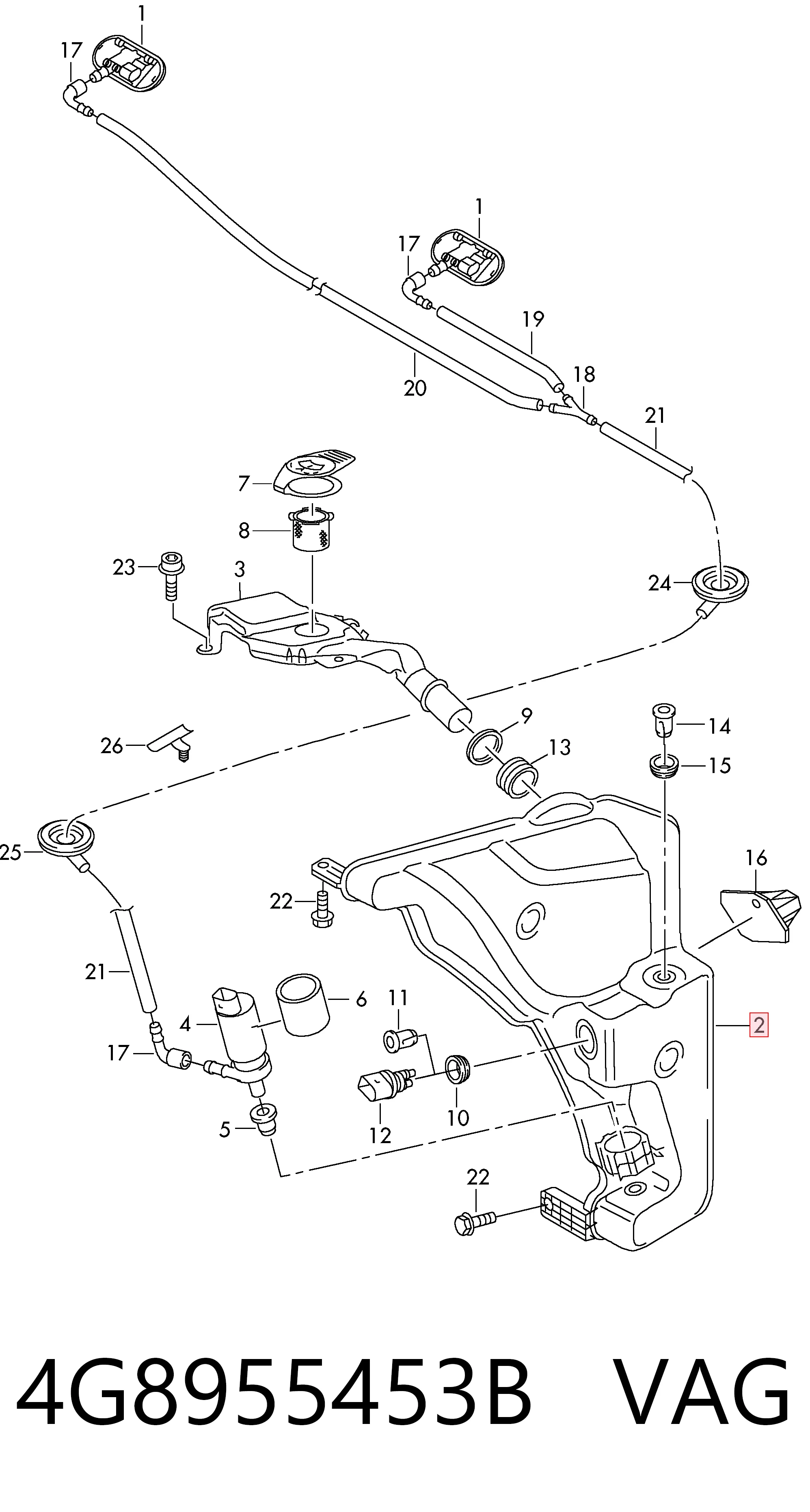 Tanque de fluido para lavador de vidro Audi A7  4GA, 4GF ao melhor preço