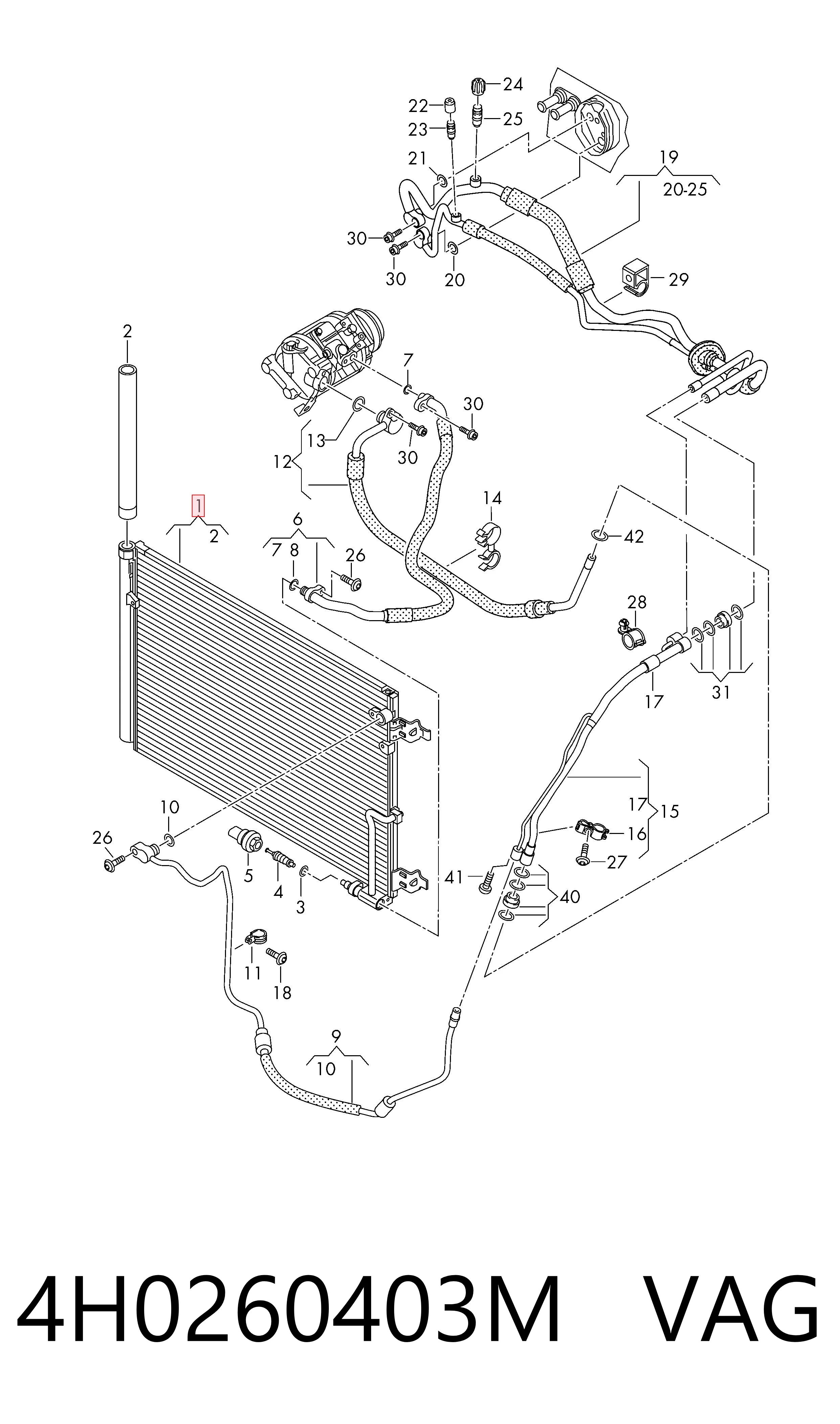 4H0260403M VAG Radiador de aparelho de ar condicionado
