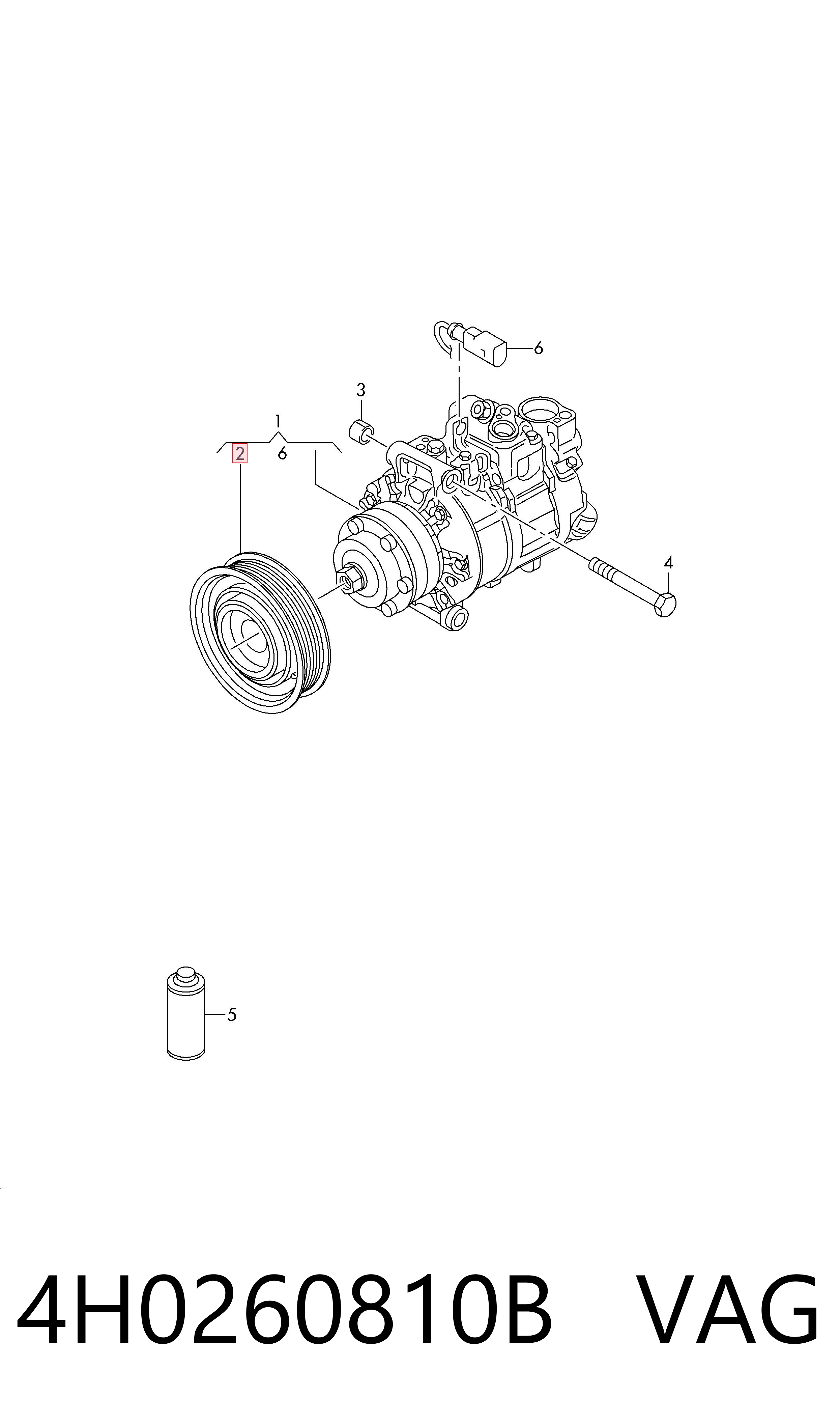 4H0260810B VAG Polia do compressor de aparelho de ar condicionado