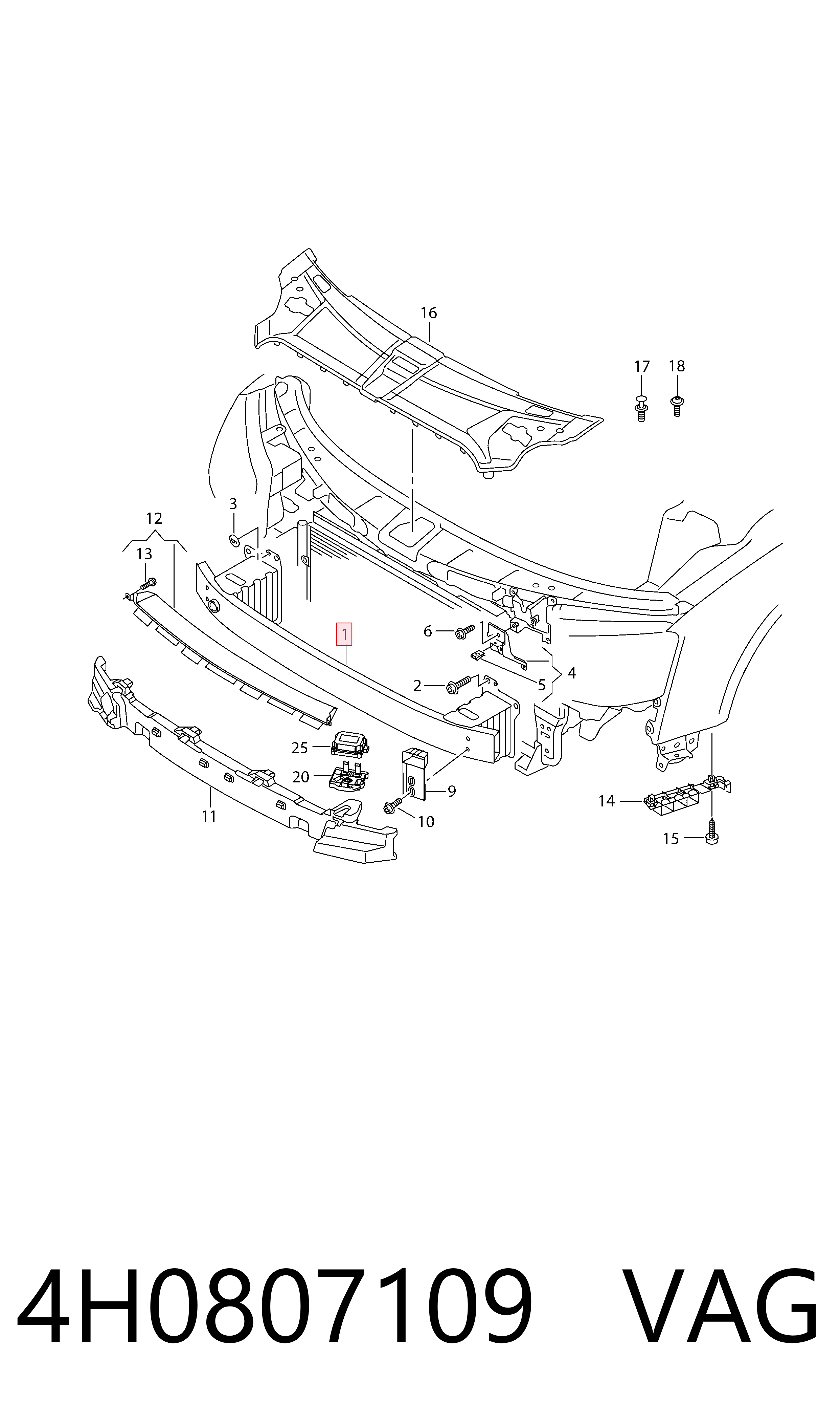 Reforçador do pára-choque dianteiro Audi A8  4H2, 4H8, 4HC, 4HL ao melhor preço