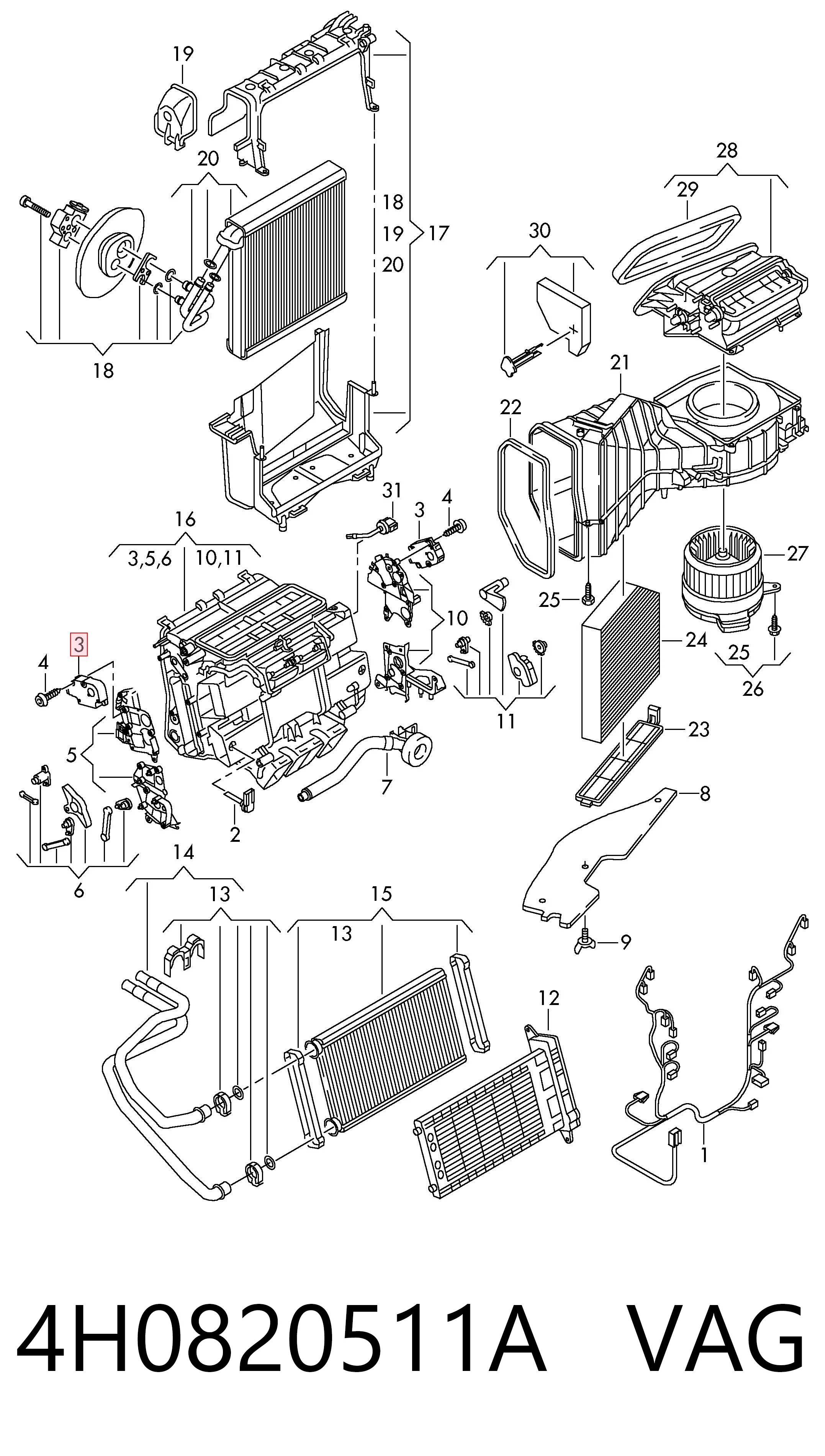 Acionamento de comporta de forno para Audi A6 C7 4G2, 4GC