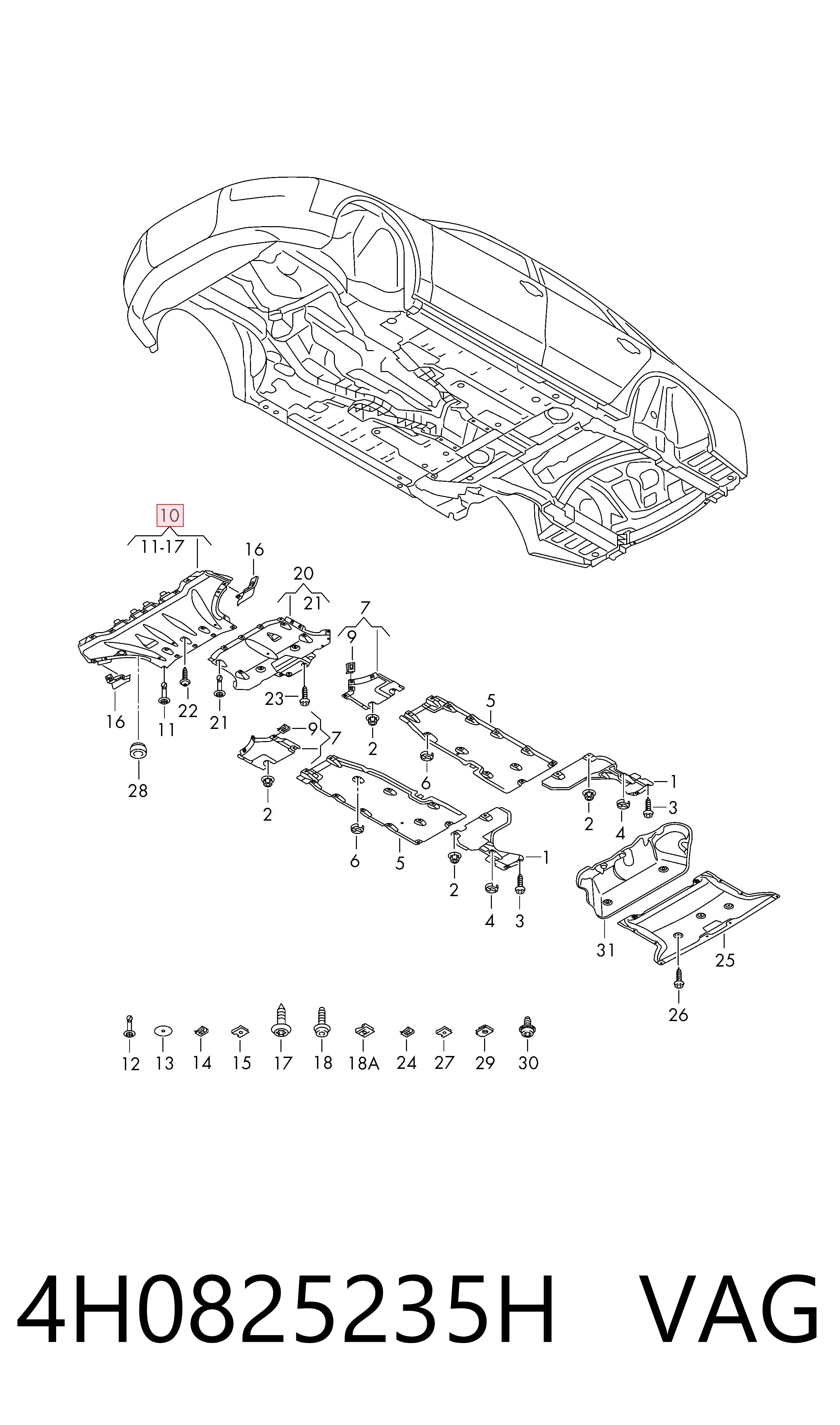 Proteção de motor, de panela (da seção de motor) Audi A8  4H2, 4H8, 4HC, 4HL ao melhor preço