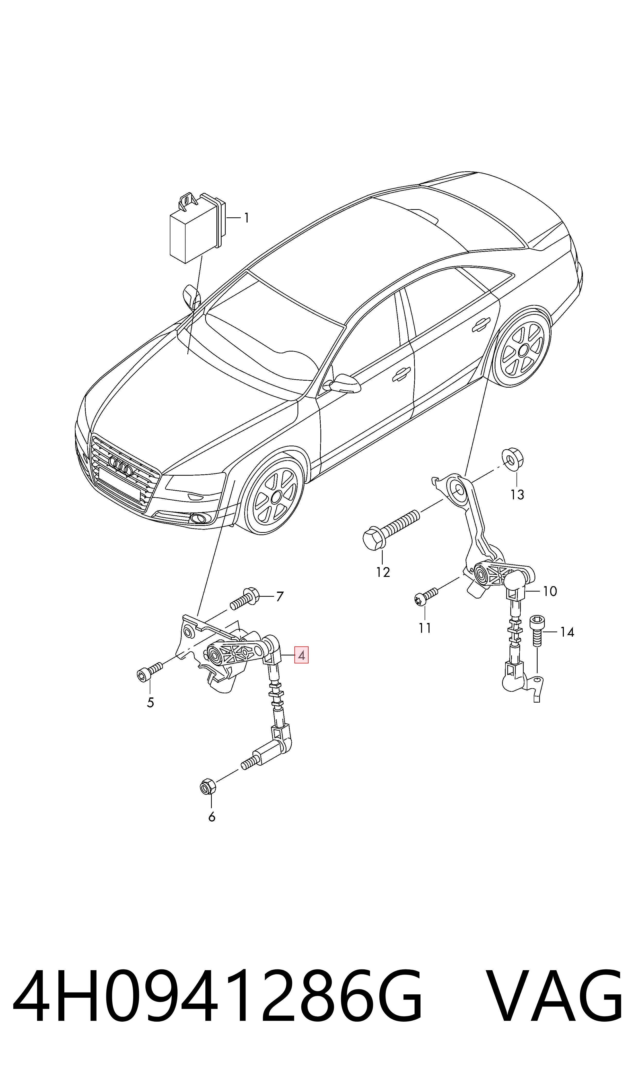 4H0941286G VAG Sensor dianteiro direito do nível de posição de carroçaria