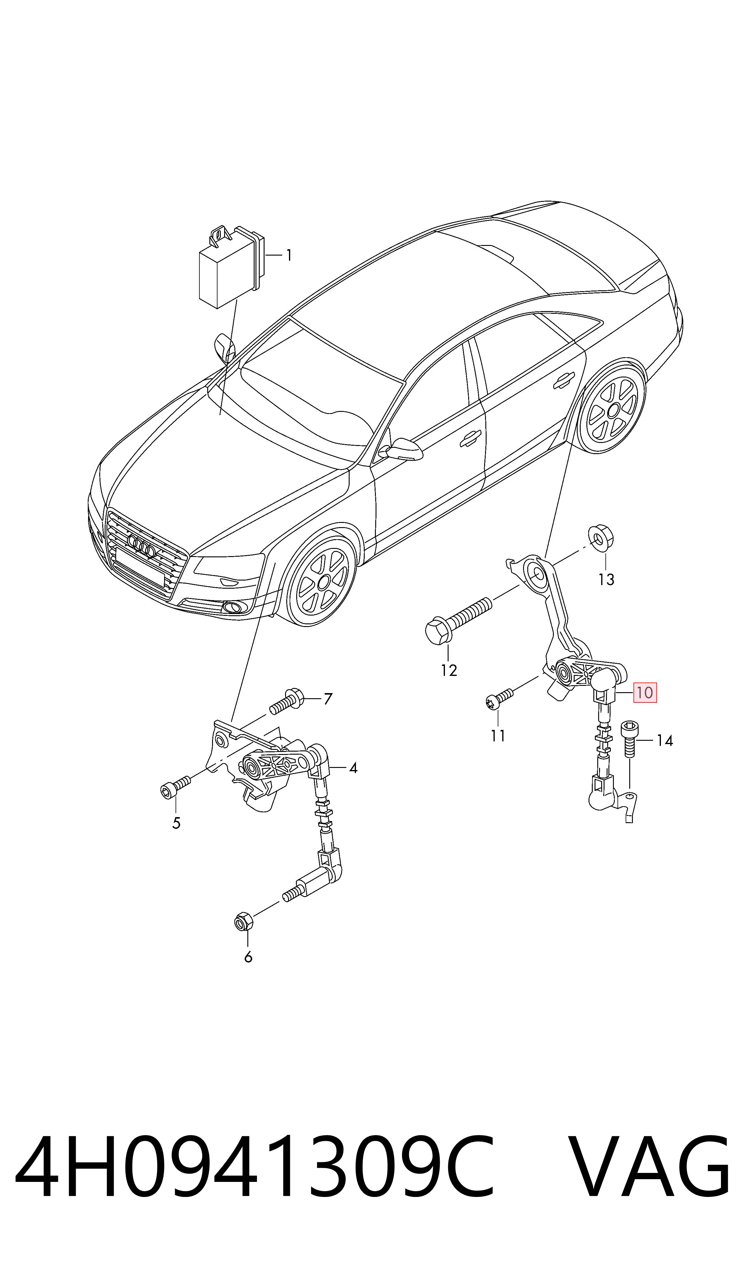 4H0941309C VAG Sensor traseiro esquerdo do nível de posição de carroçaria