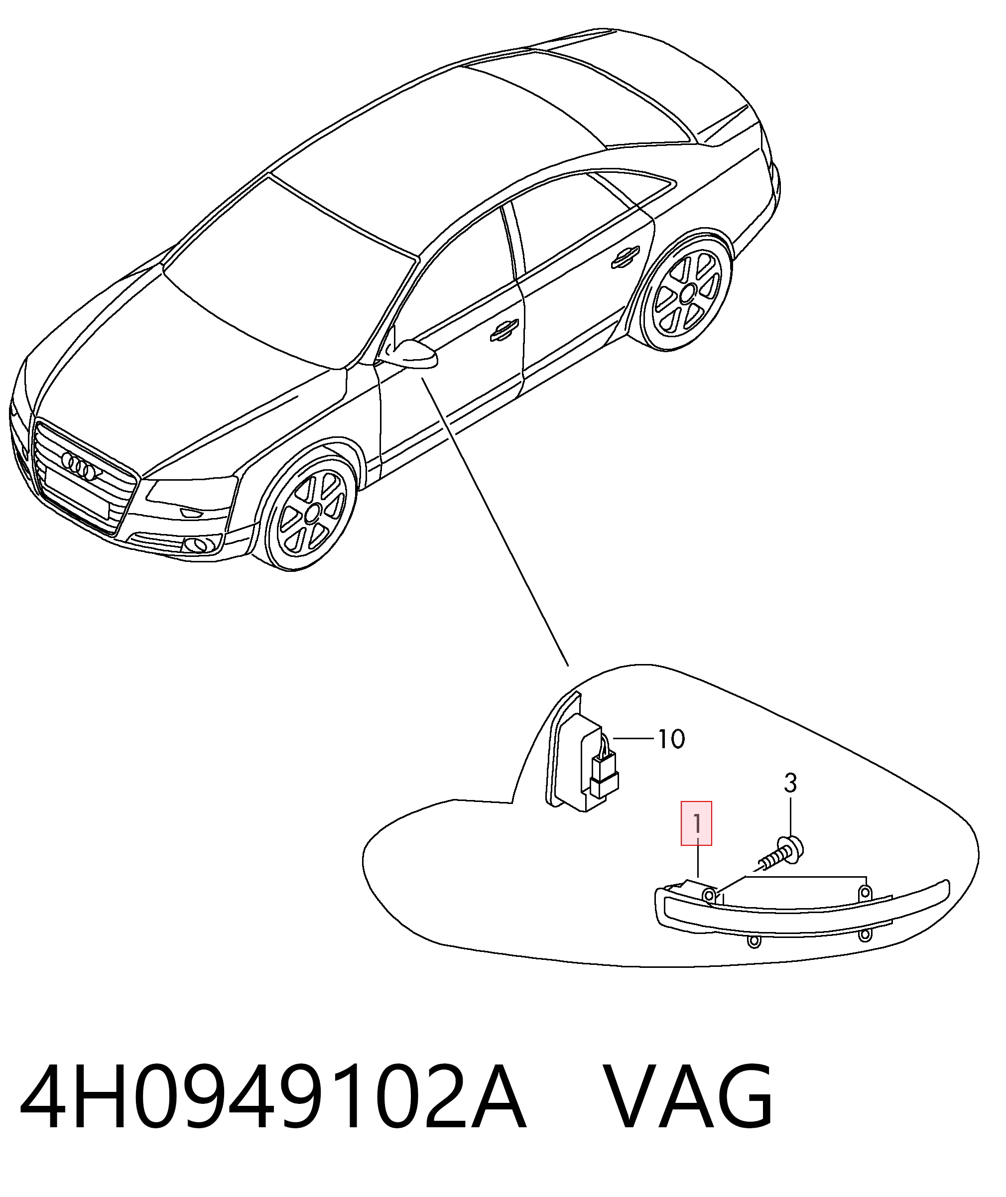 Pisca-pisca direito VAG 4H0949102A preço, a partir de 62,87 USD