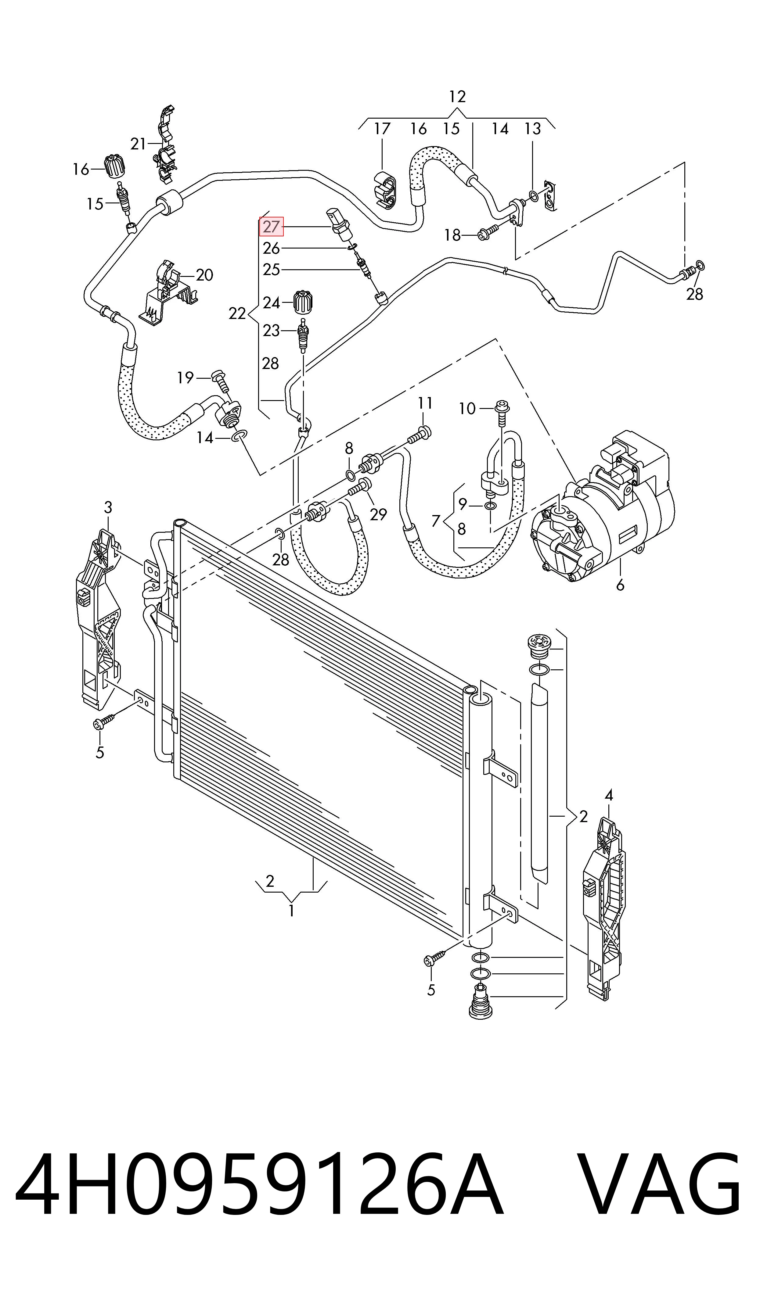 4H0959126A VAG Sensor de pressão absoluta de aparelho de ar condicionado
