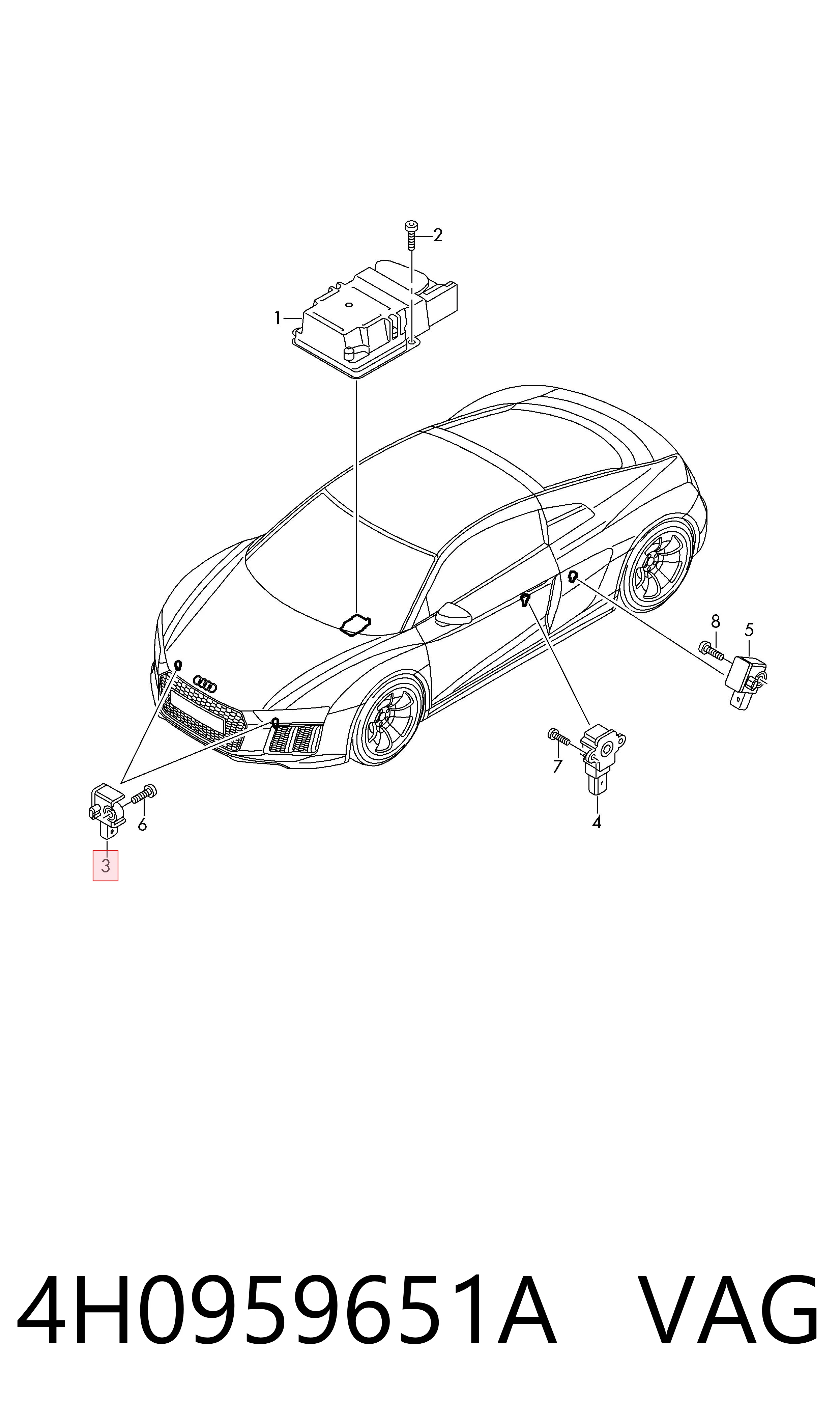 4H0959651A VAG Sensor de aceleração longitudinal