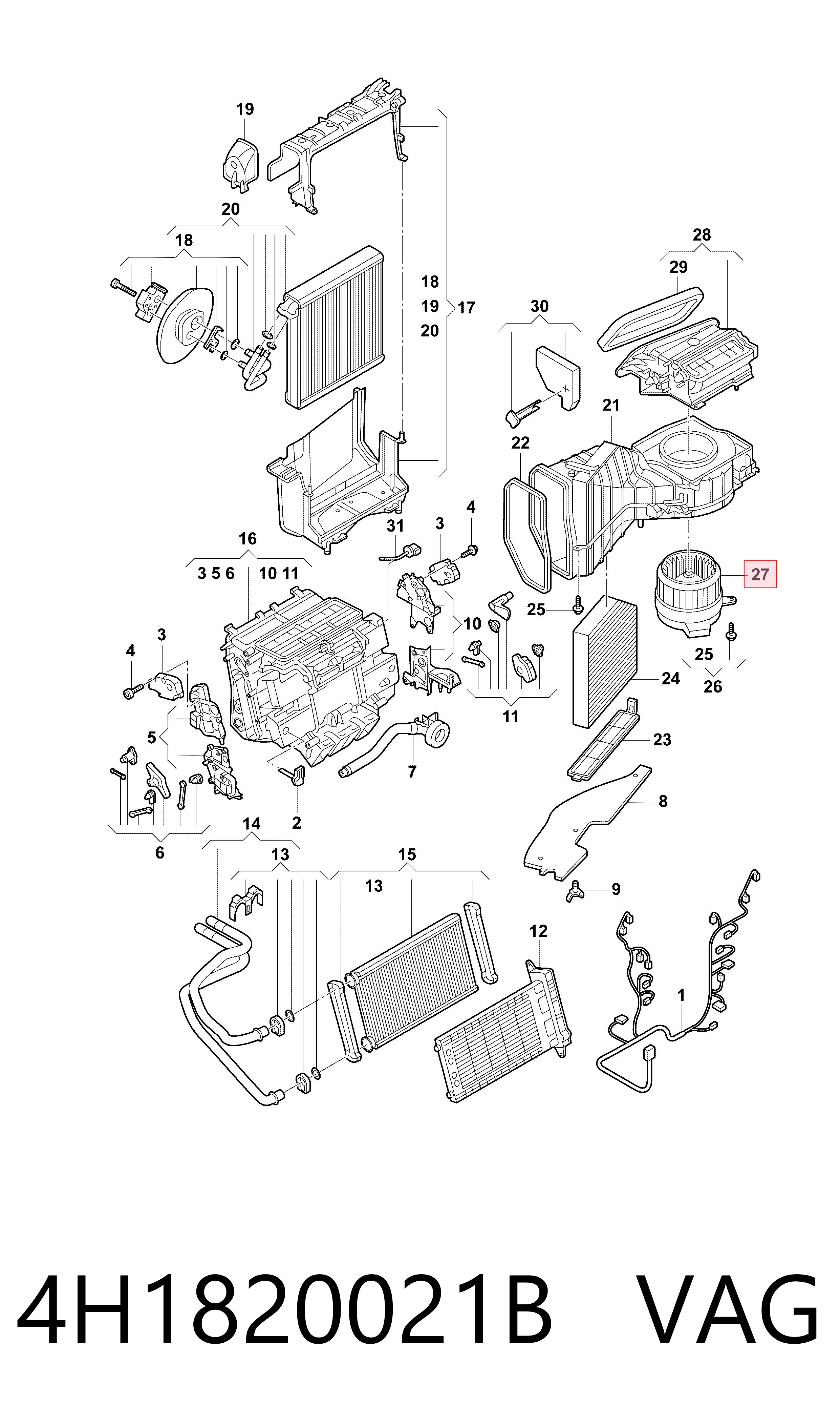 4H1820021B VAG Motor de ventilador de forno (de aquecedor de salão)