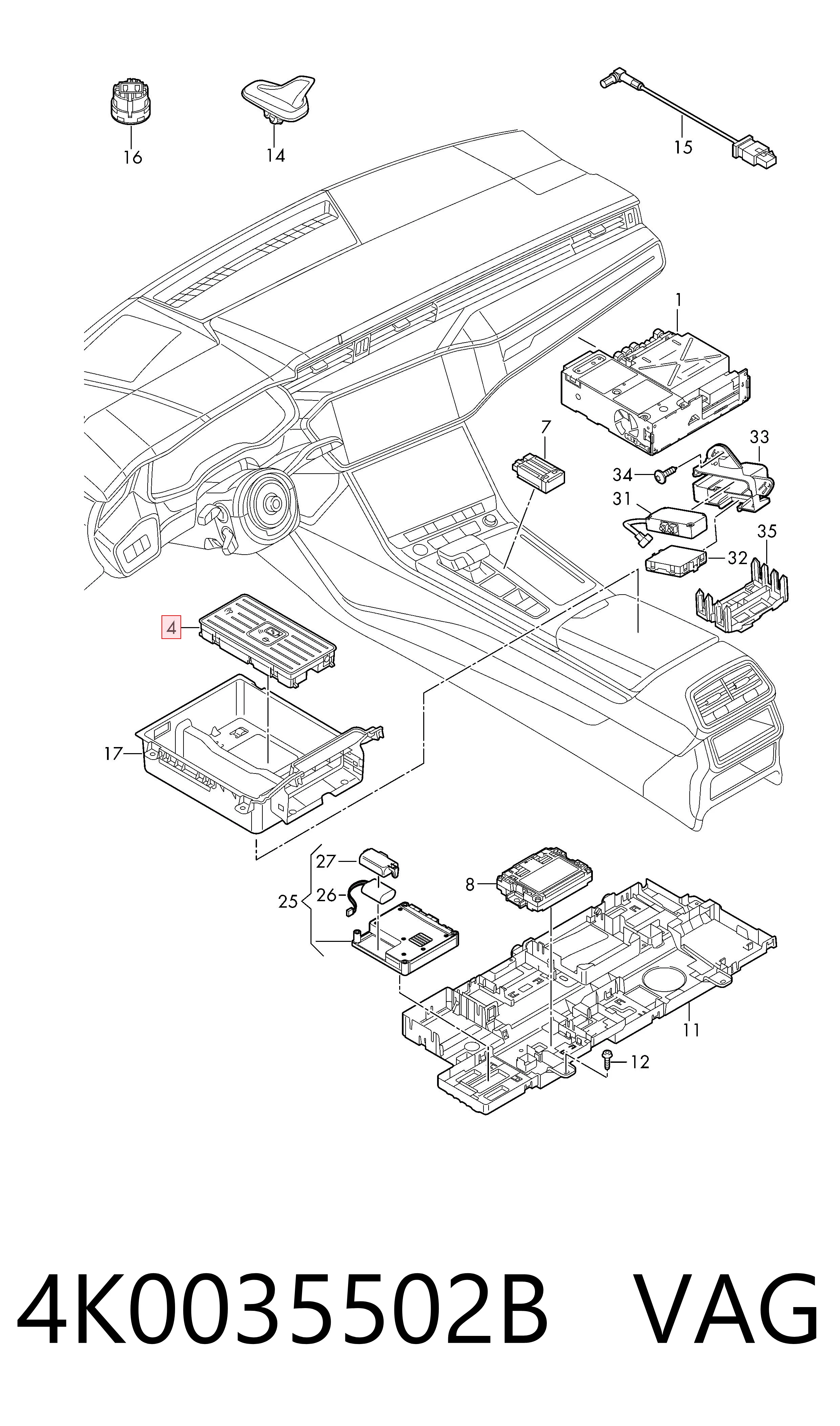 4K0035502B VAG Dispositivo de carregamento para a PILHA