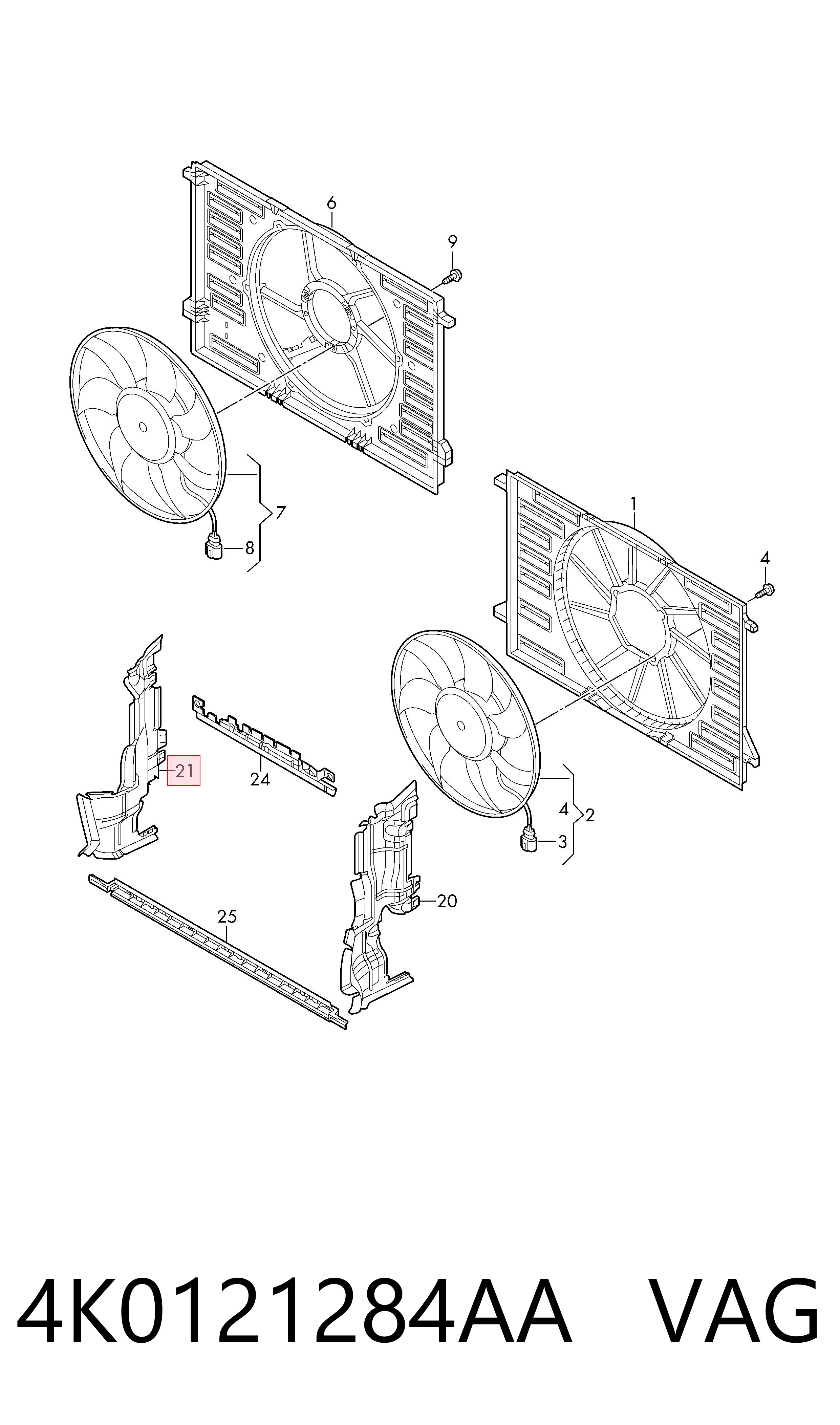 Conduto de ar (defletor) direito do radiador VAG 4K0121284AA preço, a partir de 37,11 USD