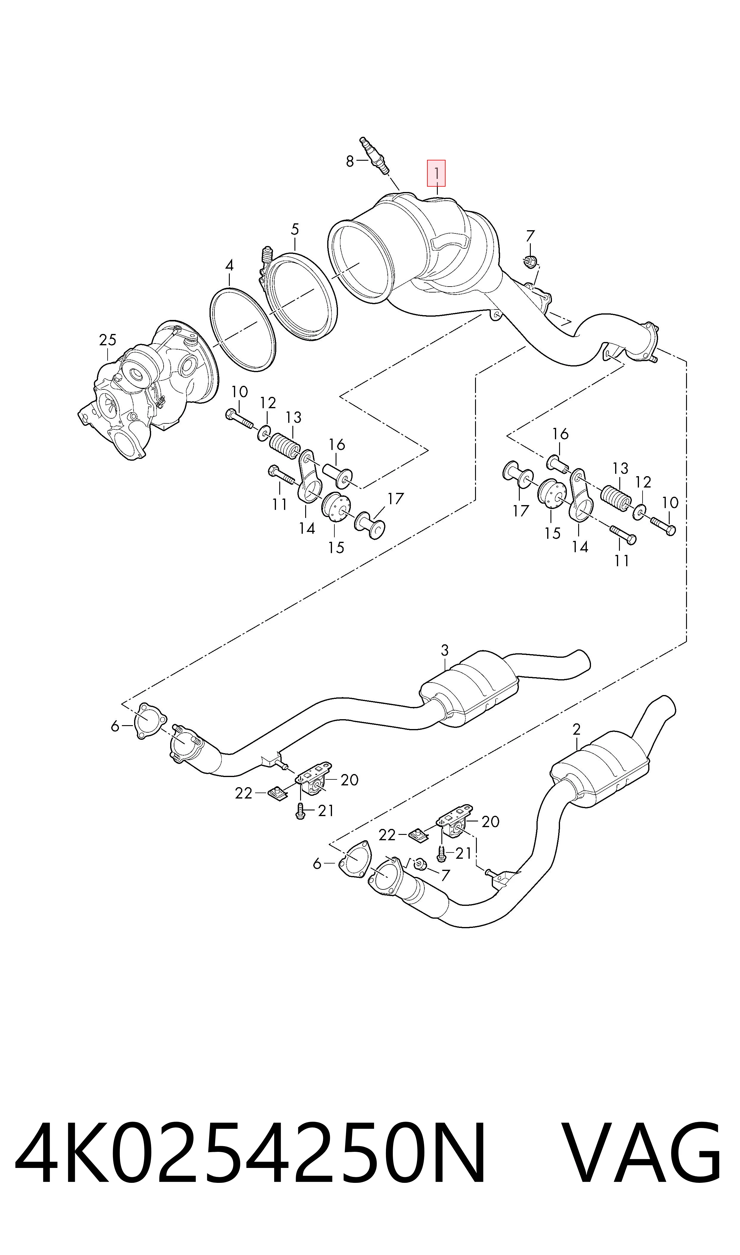 4K0254250N VAG Convertidor - catalisador