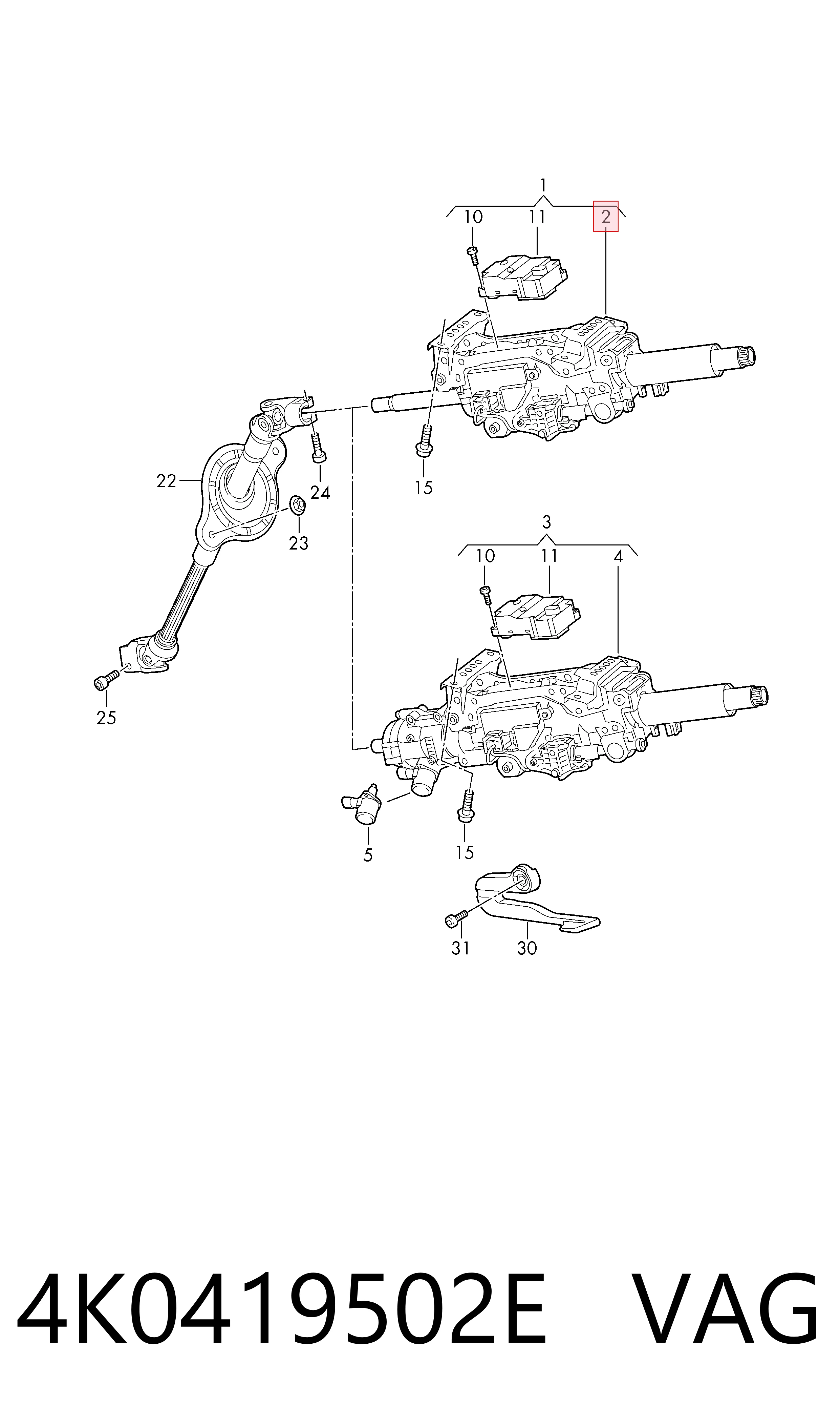 Coluna da direção para Audi A6 C8 4A2
