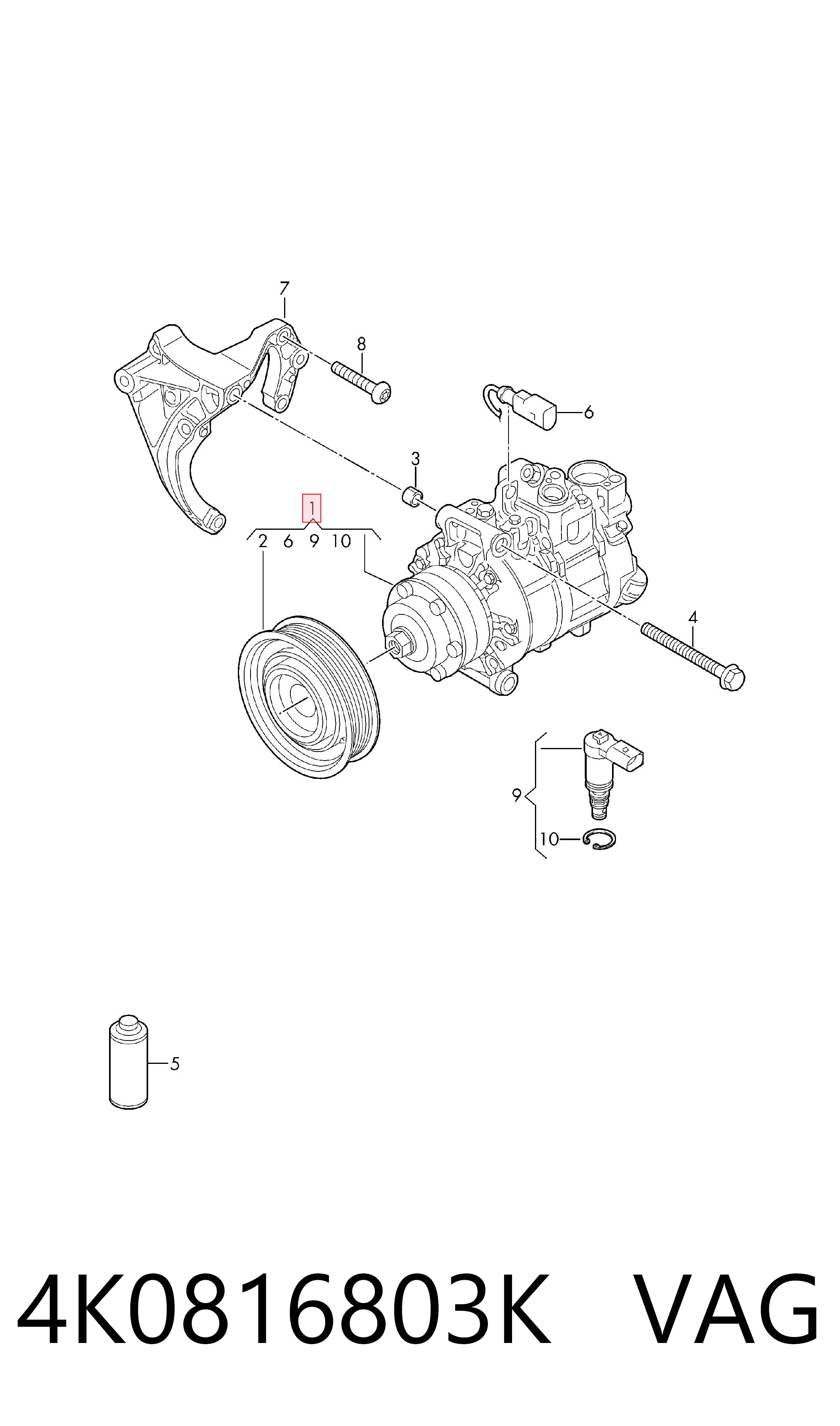 4K0816803K VAG Compressor de aparelho de ar condicionado