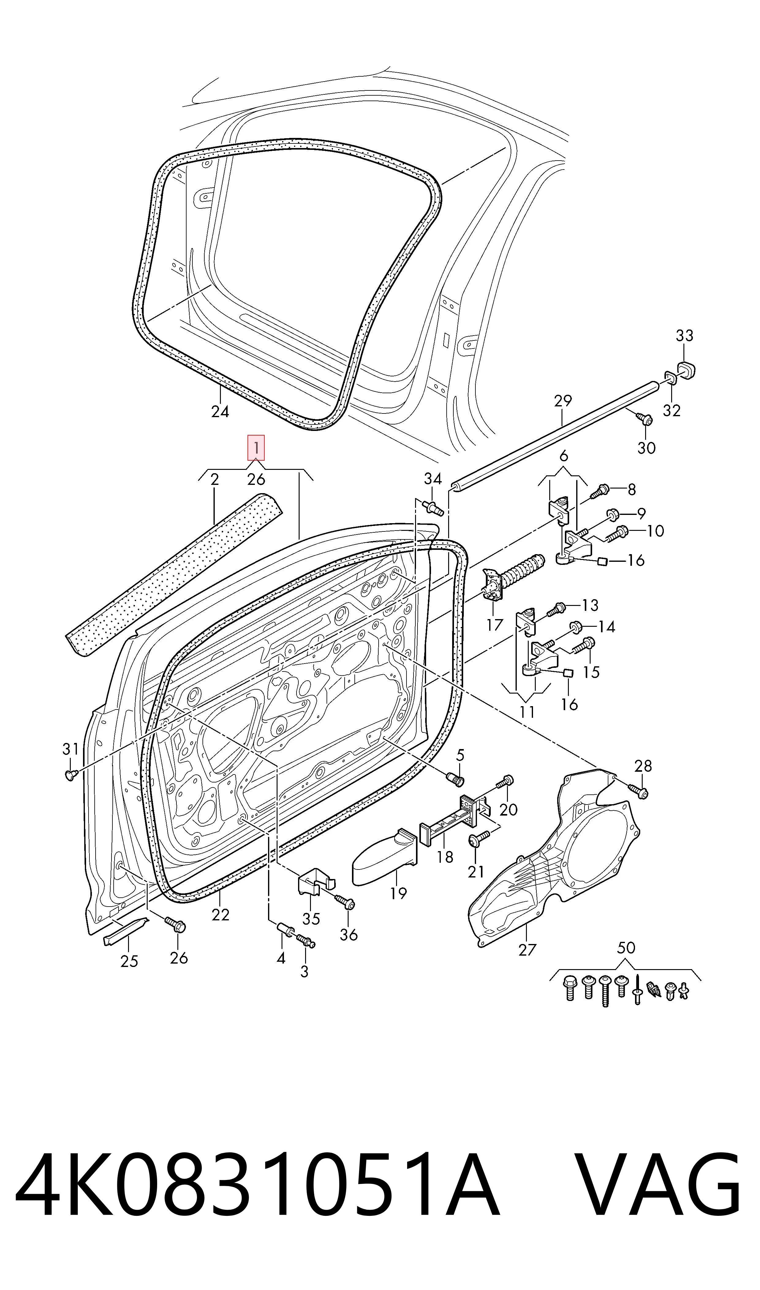 Porta dianteira esquerda para Audi A6 C8 4A2