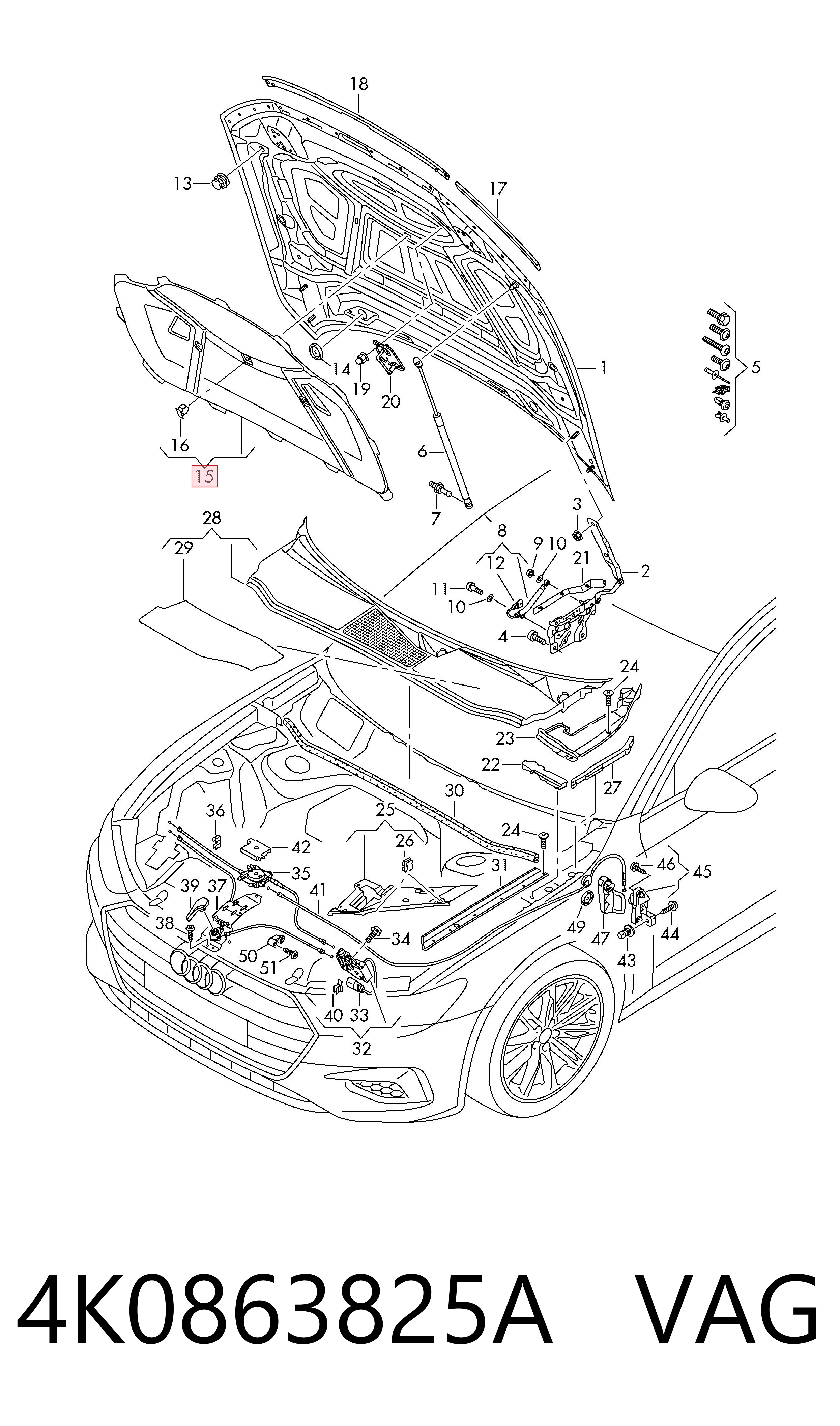 Isolamento de ruído da capota Audi A6  4A2 ao melhor preço