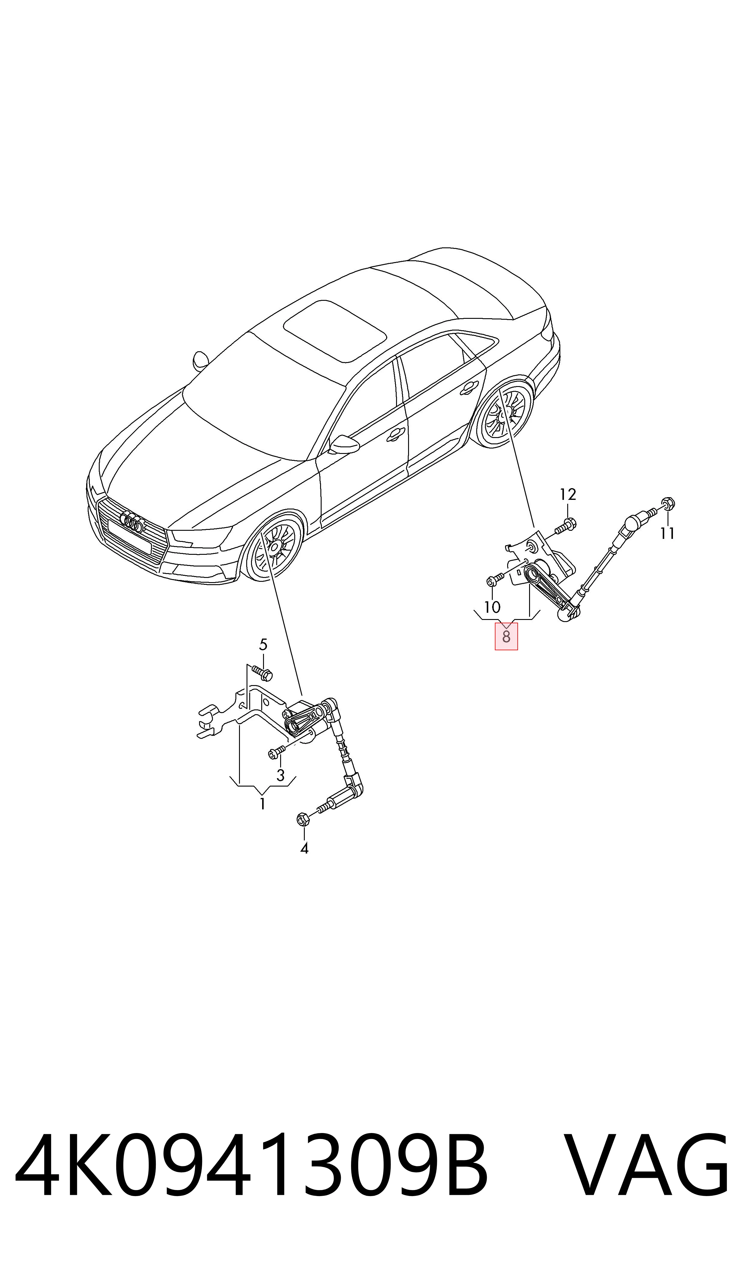 Compre 4K0941309B VAG Sensor traseiro esquerdo do nível de posição de carroçaria