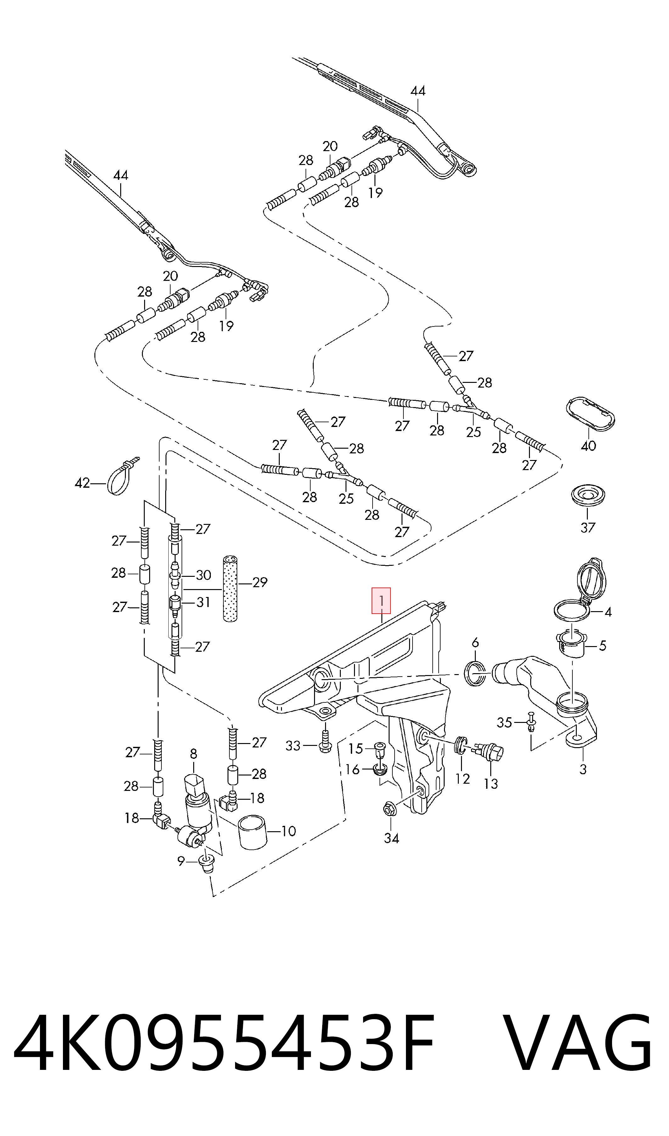 Tanque de fluido para lavador de vidro Audi A6  4AH ao melhor preço